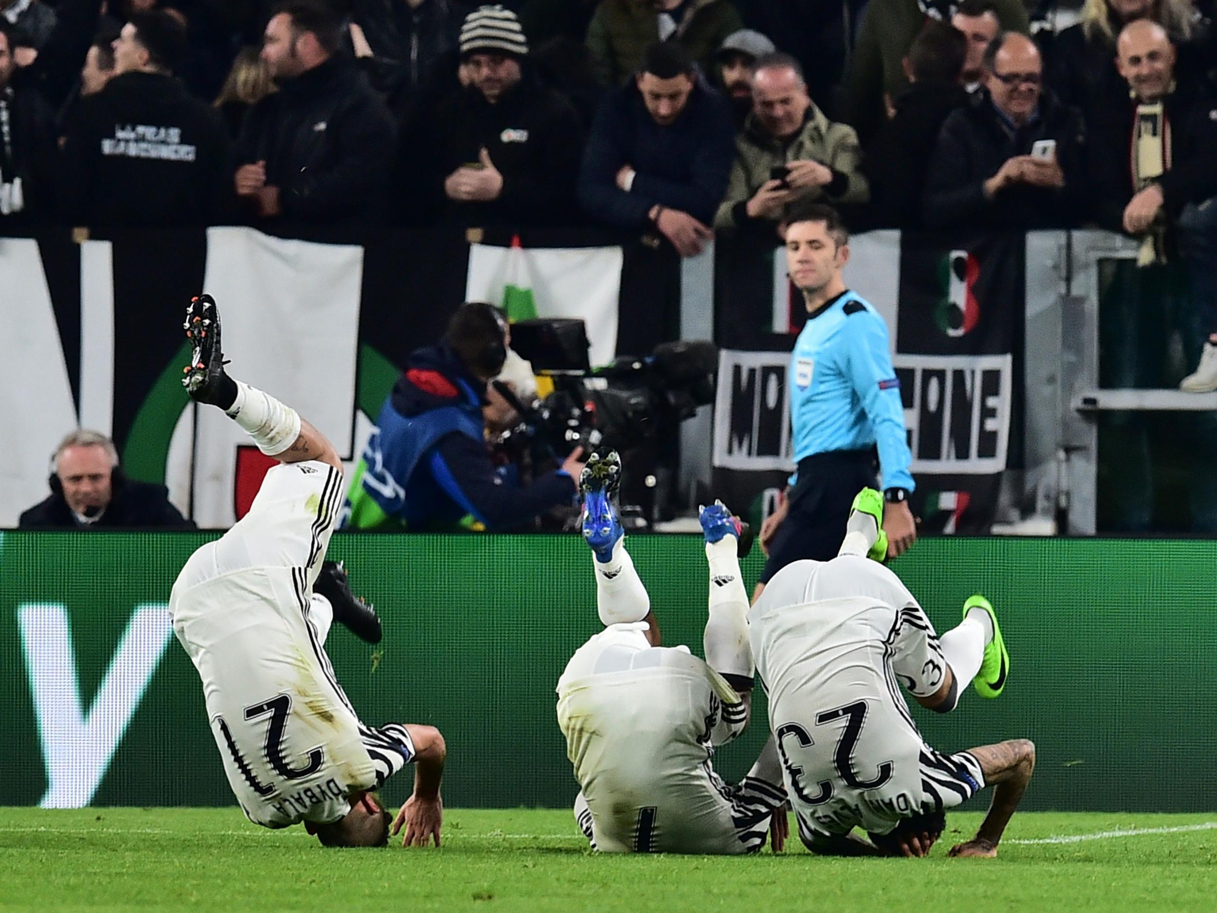 Juventus celebrated their goal with a synchronized roll celebration