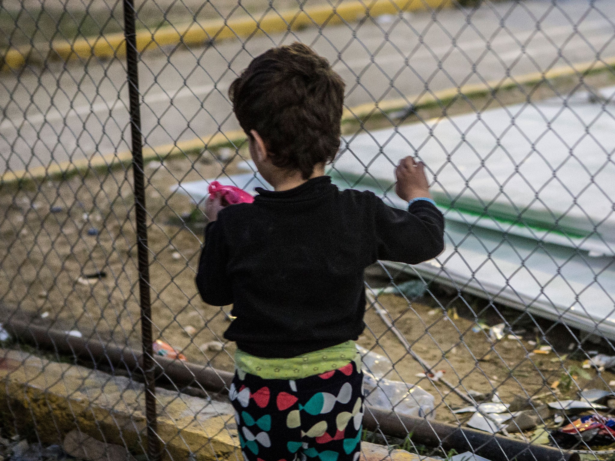 A young girl in Kara Tepe camp on the Greek island of Lesbos