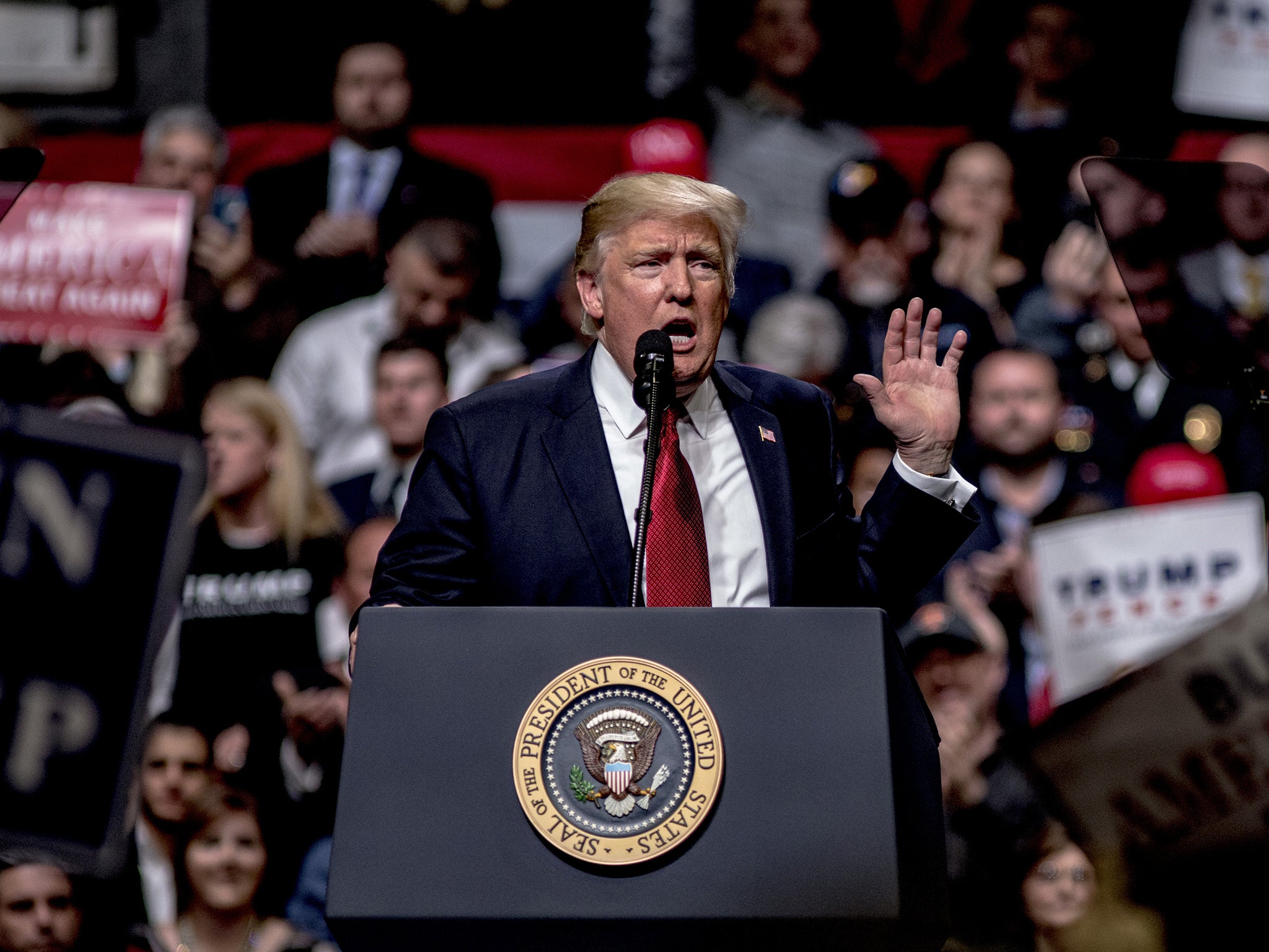 Donald Trump speaks at a rally in Nashville