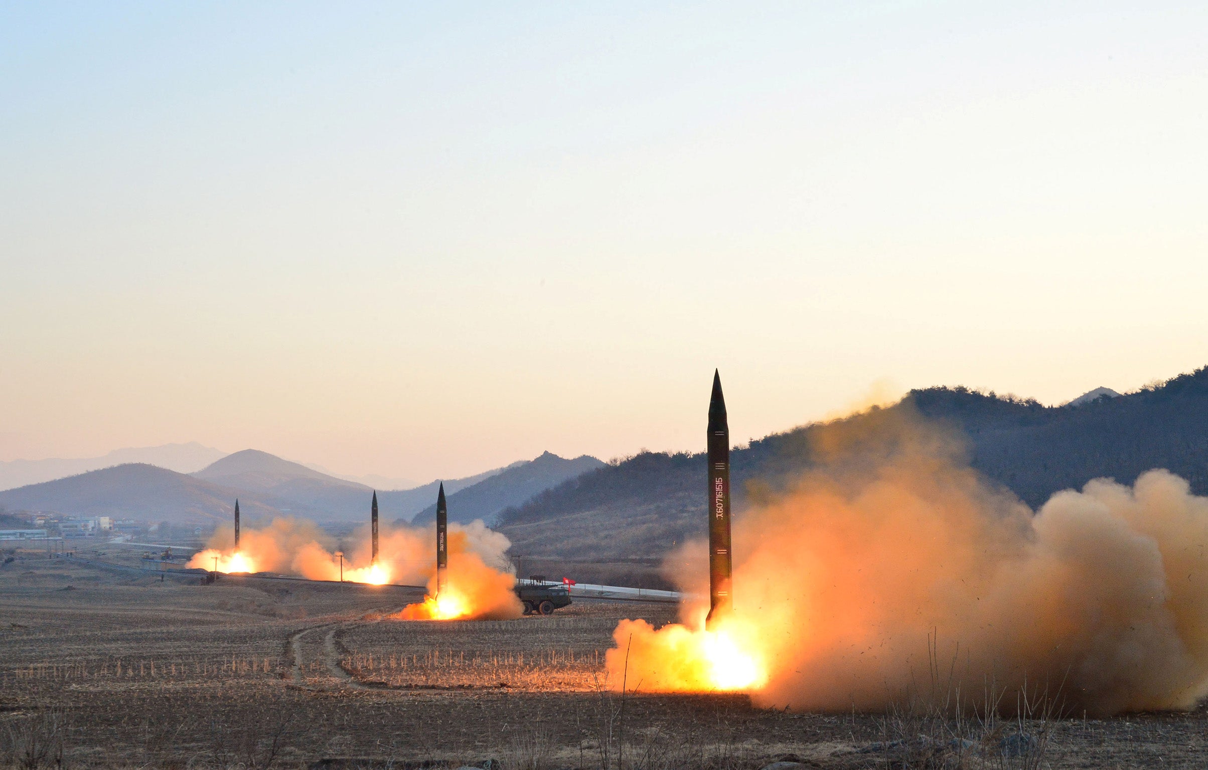 A ballistic rocket launching drill in North Korea earlier this month