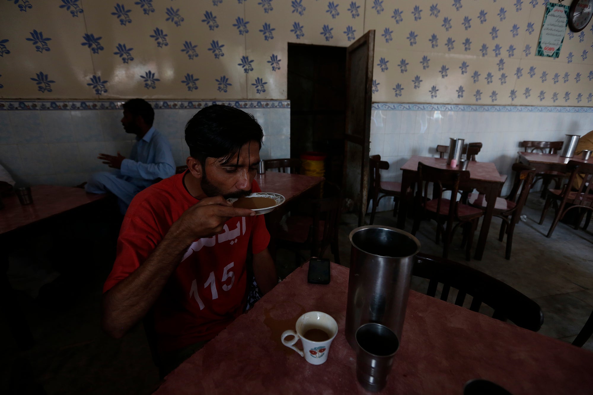 The tea shop near to the office brews vats of traditional masala chai