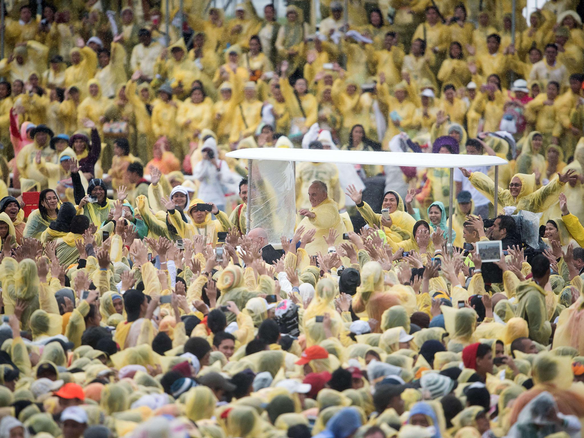 The pope (aka the herdsman) greeting his flock