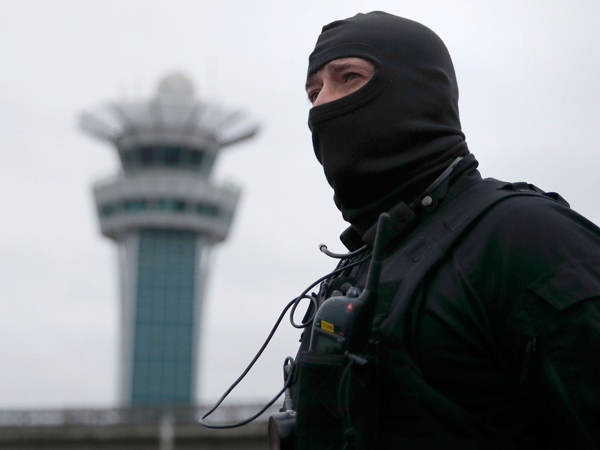 A special forces policeman at Paris Orly airport after an attack on 18 March