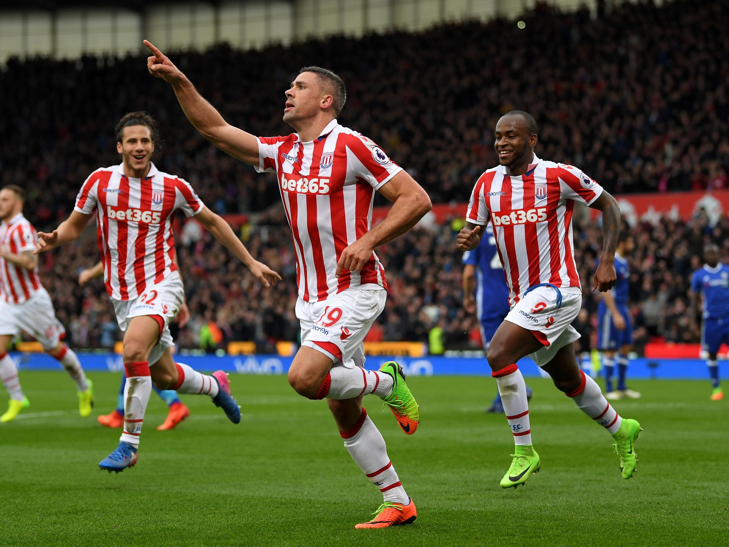 The Stoke forward celebrates his spot-kick