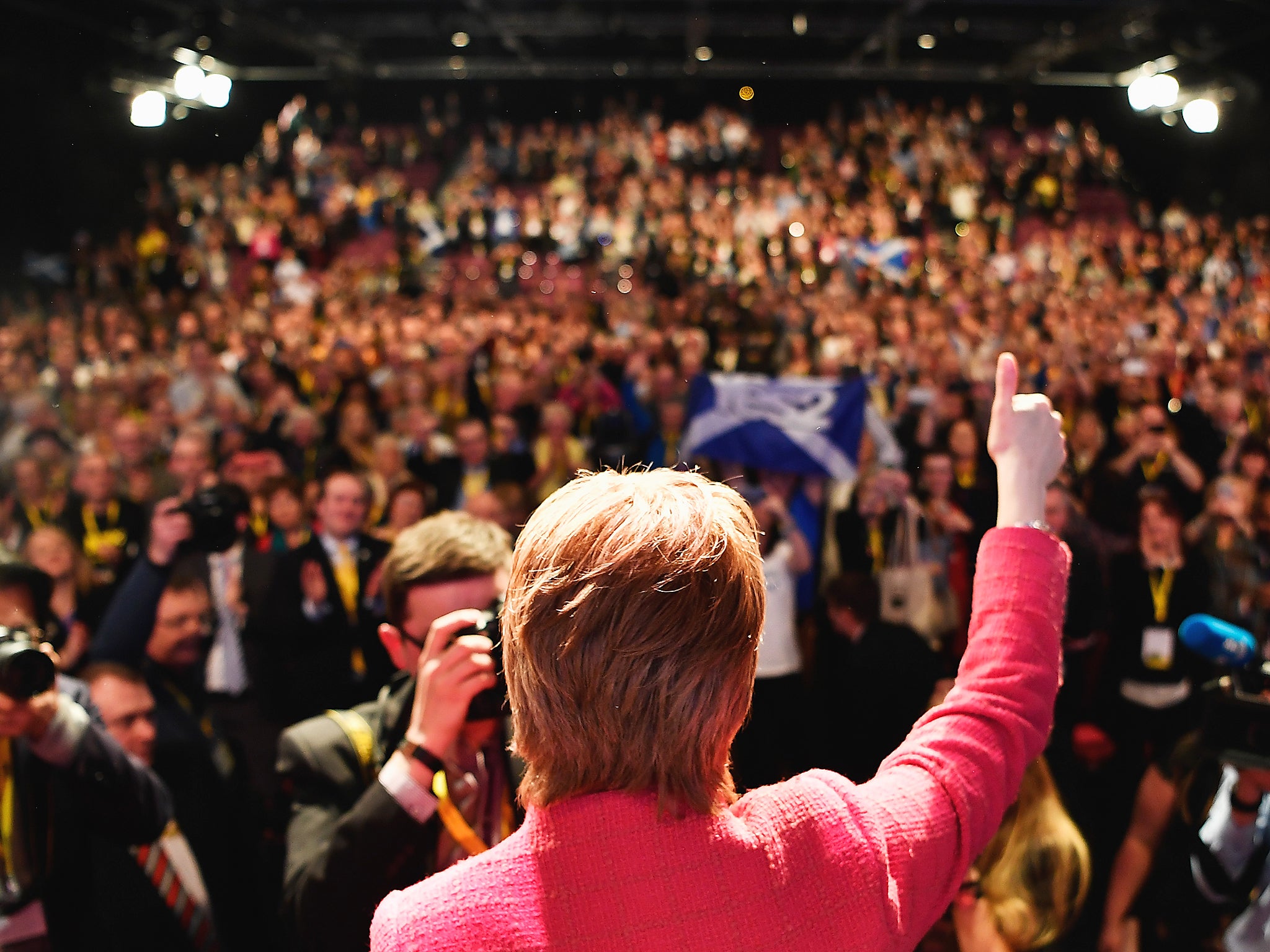 Nicola Sturgeon, SNP leader, addresses the party’s spring conference in Aberdeen on Saturday