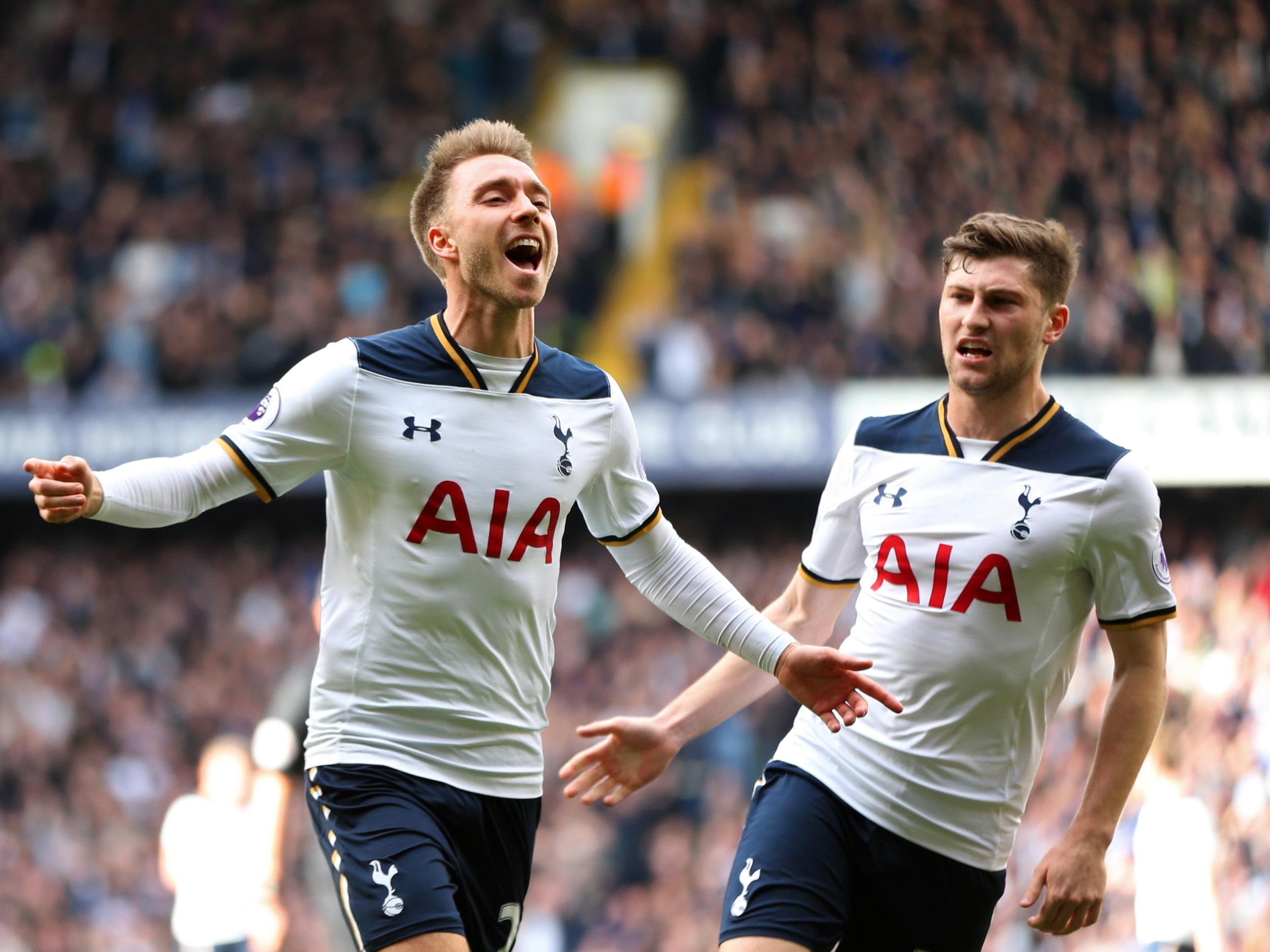 Eriksen celebrates his fine opening goal