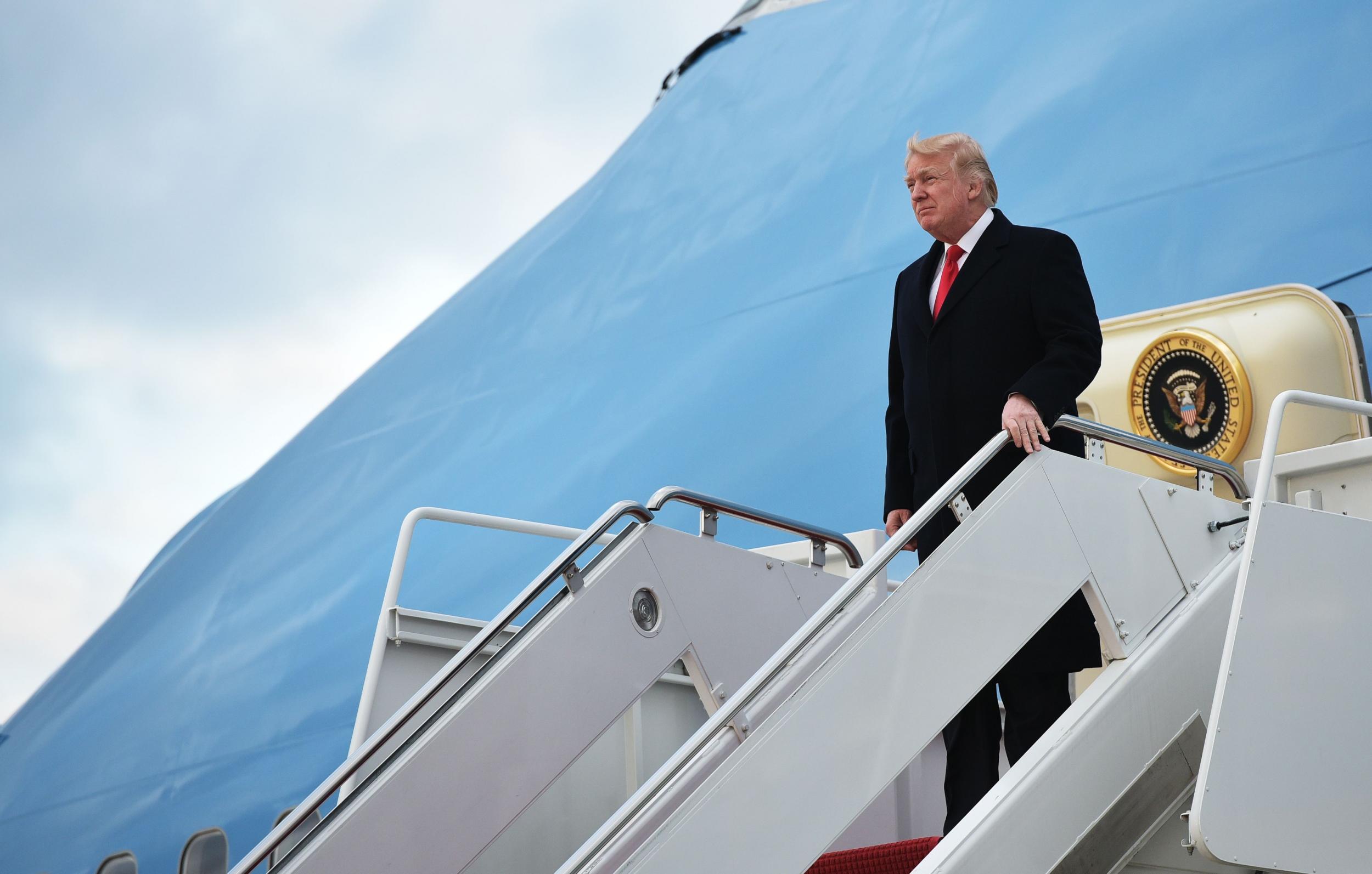 Donald Trump steps off Air Force One