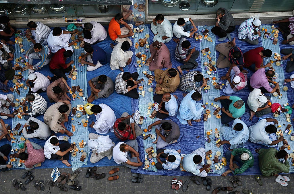 Muslims break their fast with iftar during the holy month of Ramadan