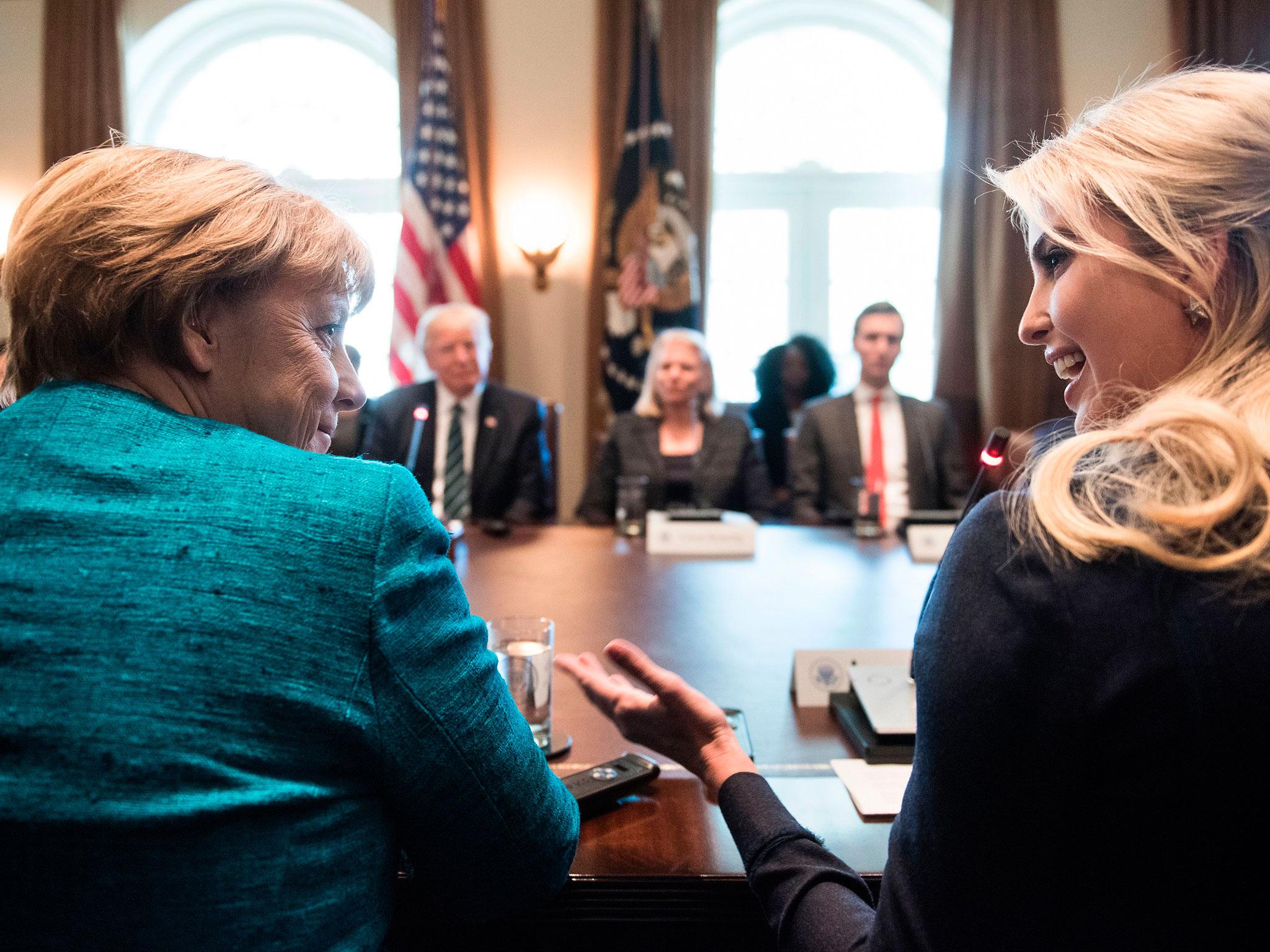 Angela Merkel and Ivanka Trump in the Cabinet Room on 17 March, 2017