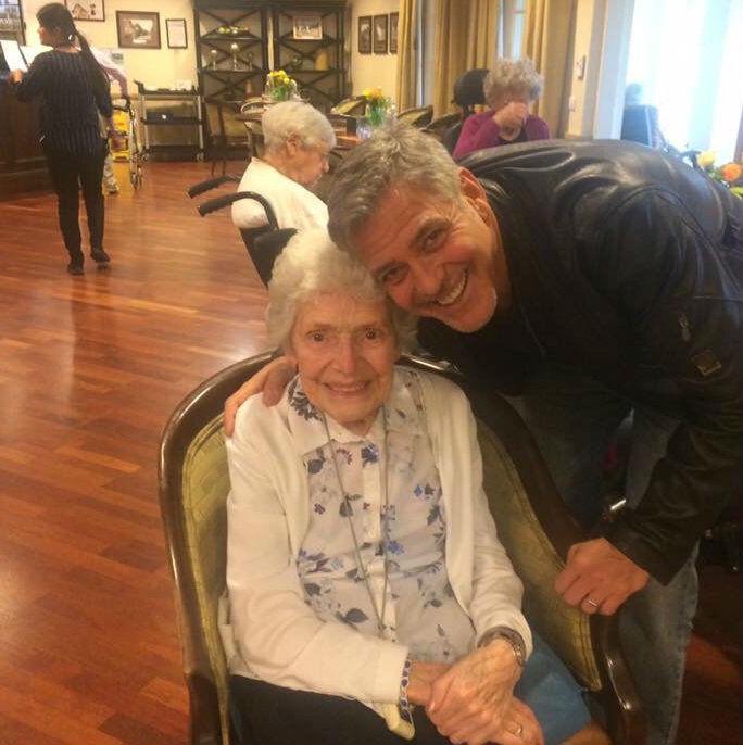 Mr Clooney was able to surprise 87-year-old Pat Adams