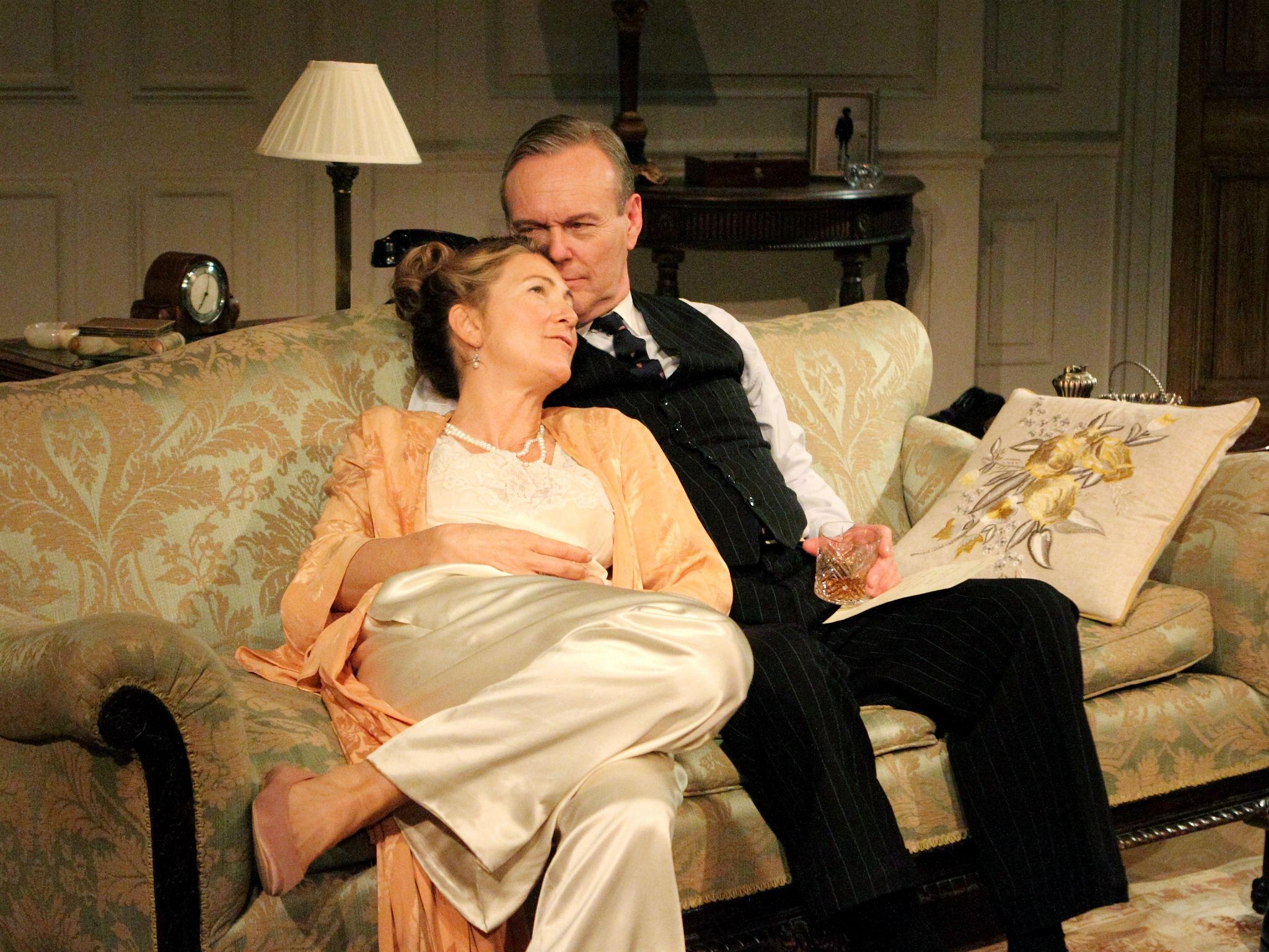 Eve Best as Olivia Brown and Anthony Head as Sir John Fletcher in 'Love in Idleness' at the Menier Chocolate Factory