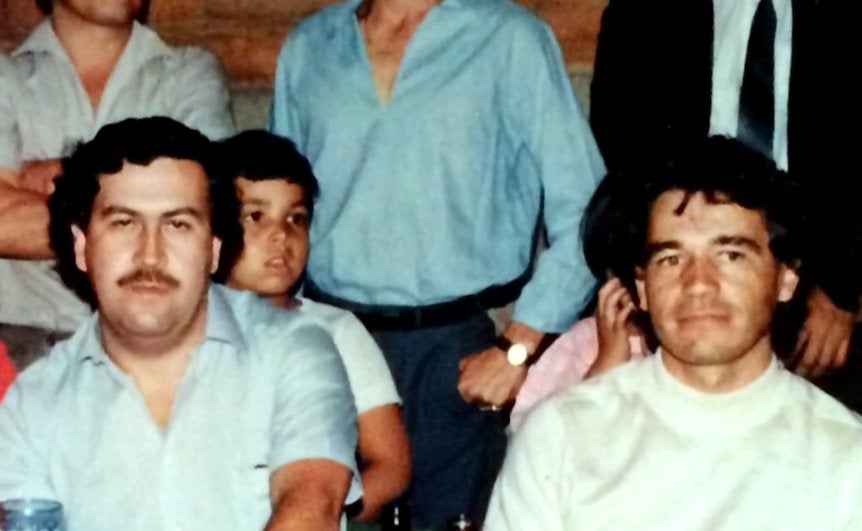 Pablo Escobar (left) with Carlos Enrique Lehder Rivas, who was co-founder of the Medellin cartel