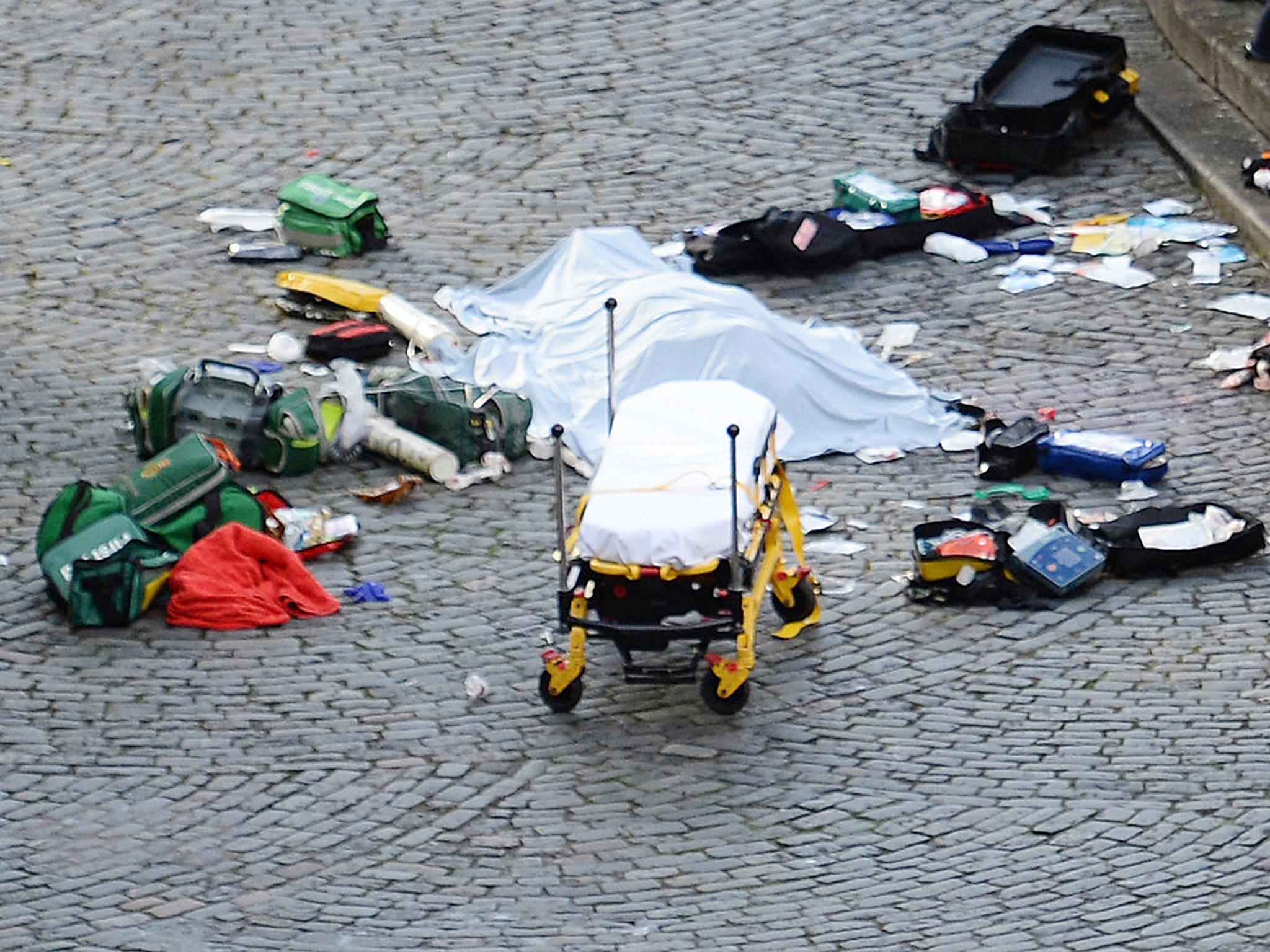 The scene where the police officer died outside Parliament