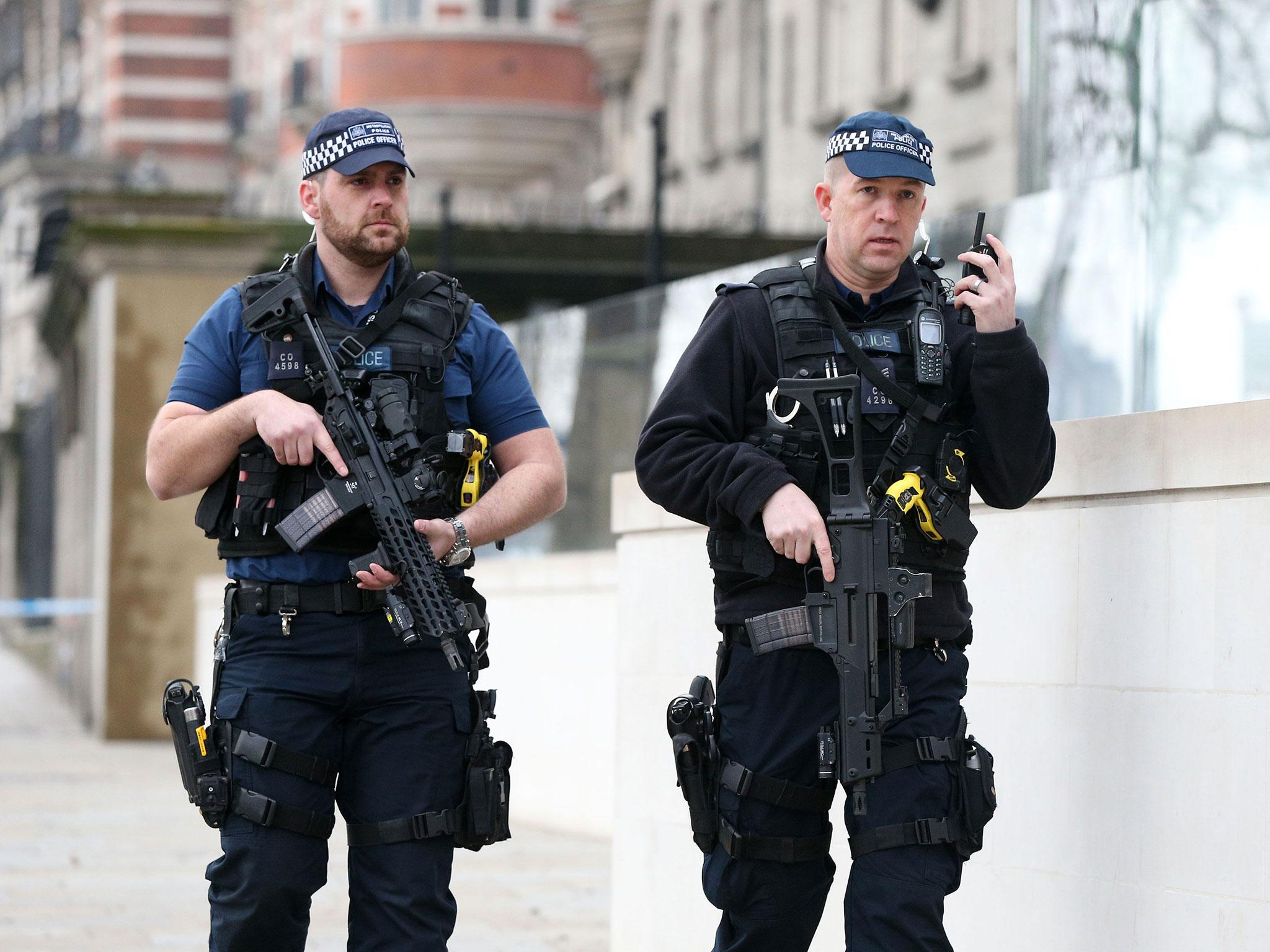 Armed officers on patrol