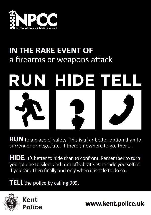 Police have issued advice on what to do in the event of a weapons attack