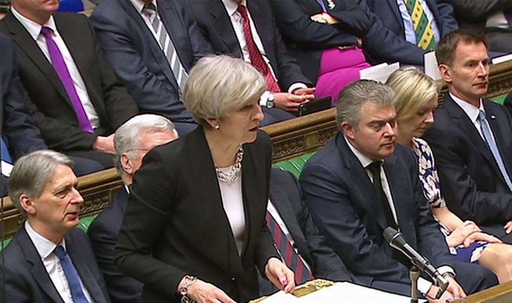 PM Theresa May speaking in the House of Commons