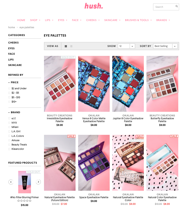 Hush has both an app and website where you can buy inexpensive make-up and skincare