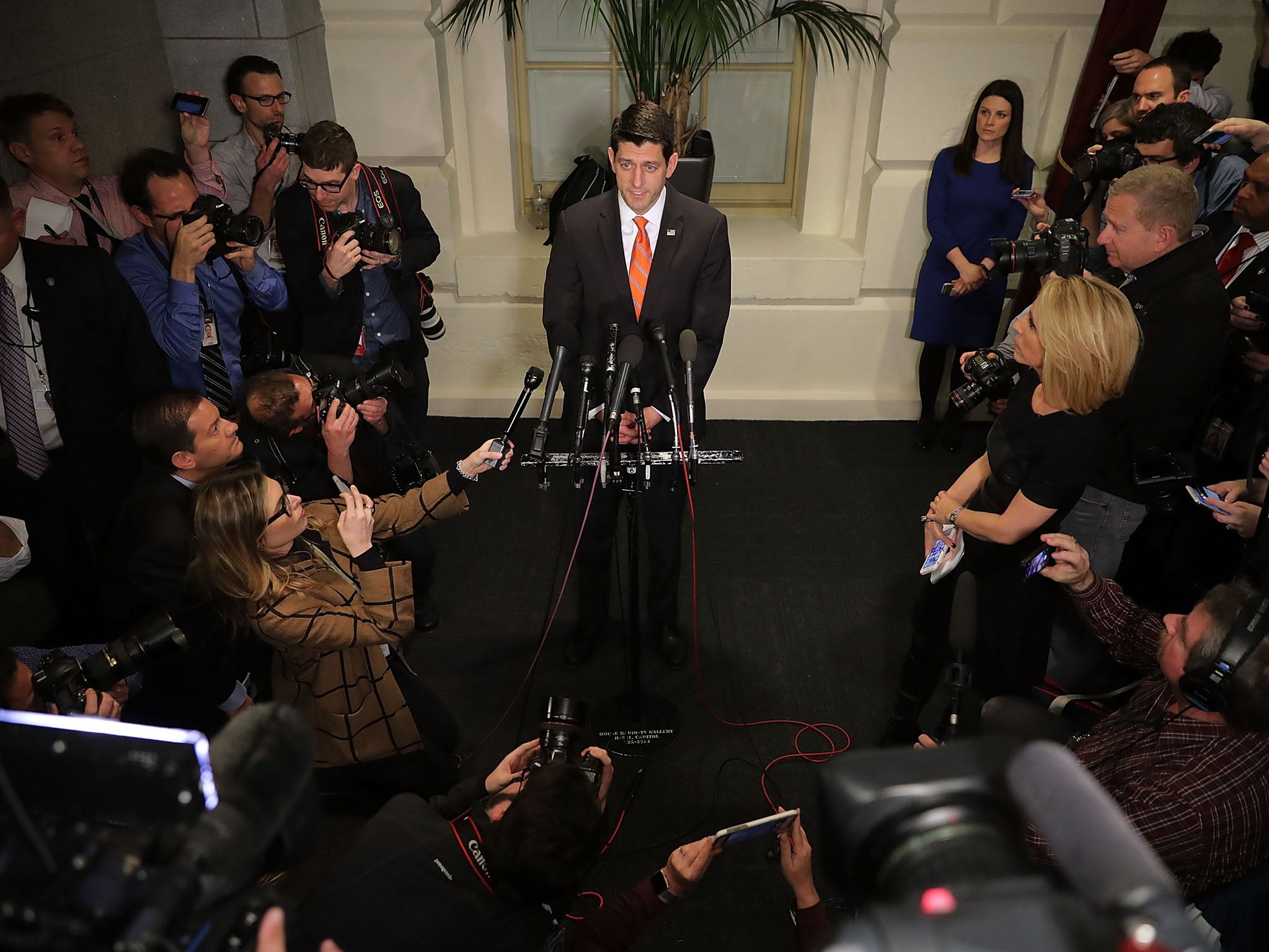 House Speaker Paul Ryan addressing the media