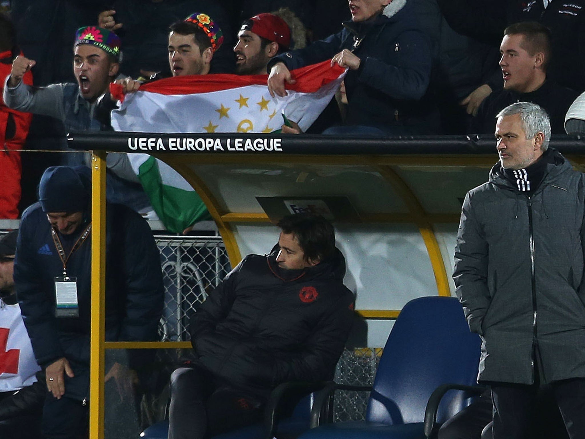 Mourinho watching the first-leg in Russia