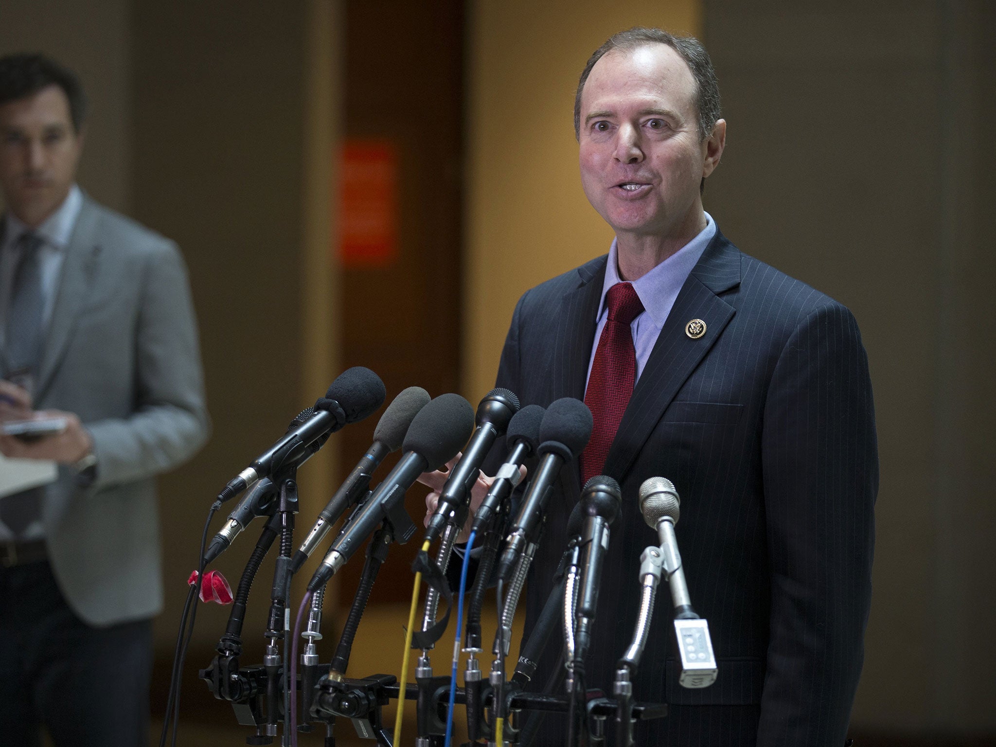 The ranking Democrat on the House Intelligence Committee, Adam Schiff, accuses its chairman of 'choking' public information