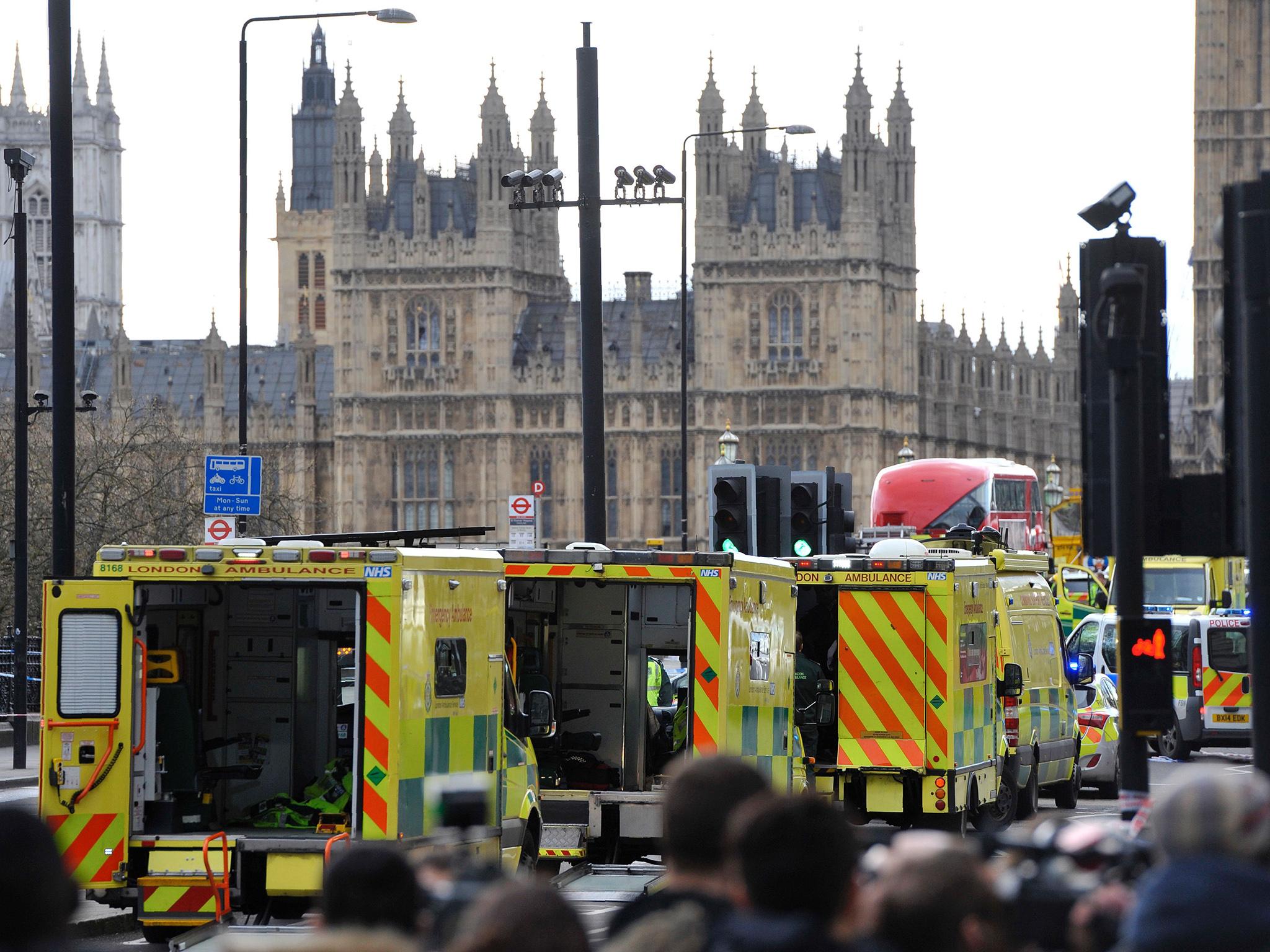 Emergency services near the Houses of Parliament on Wednesday