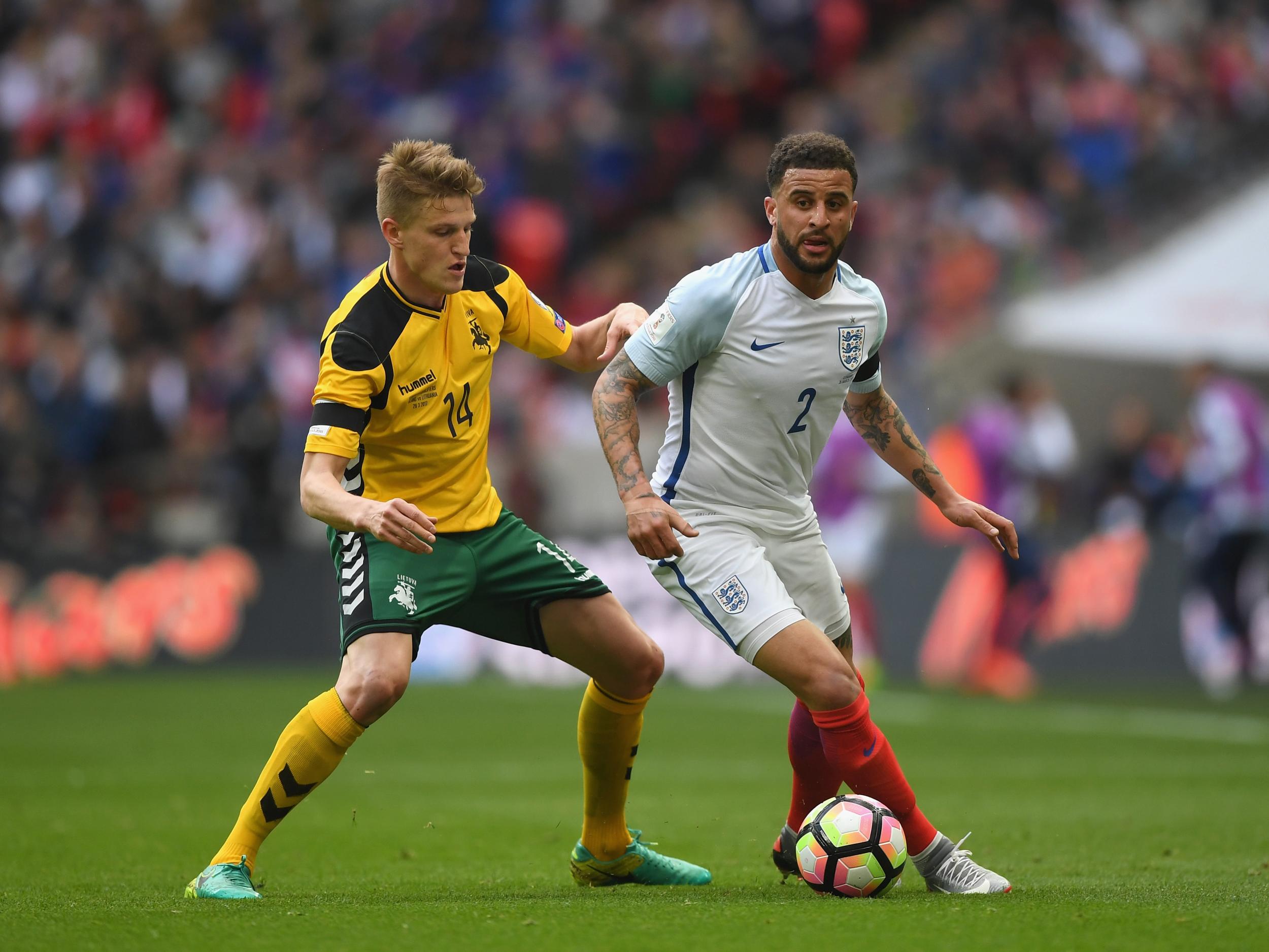 Given license to press forward at every opportunity, Walker had a mixed first-half before growing into the game later on. He helped set up England's second goal with a good burst forward and almost set up Dele Alli for a third moments later.