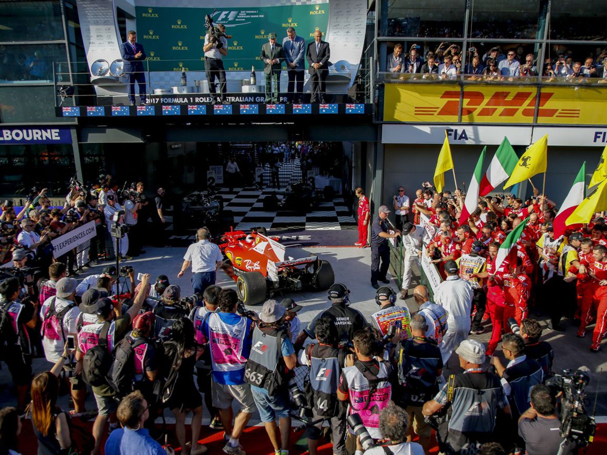 A track invasion immediately after the chequered flag will be investigated by F1 officials