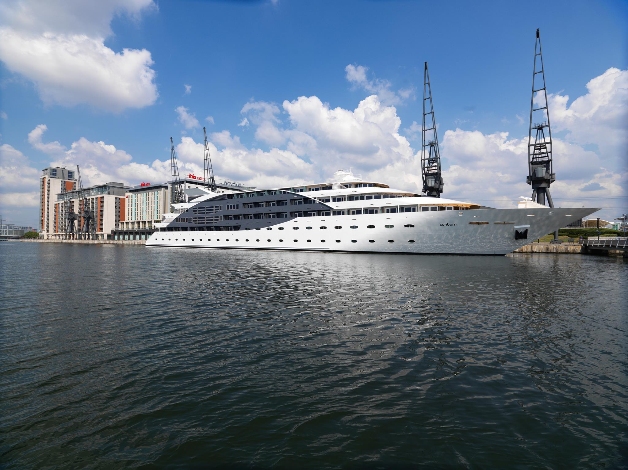 Sunborn London has pride of place in Docklands