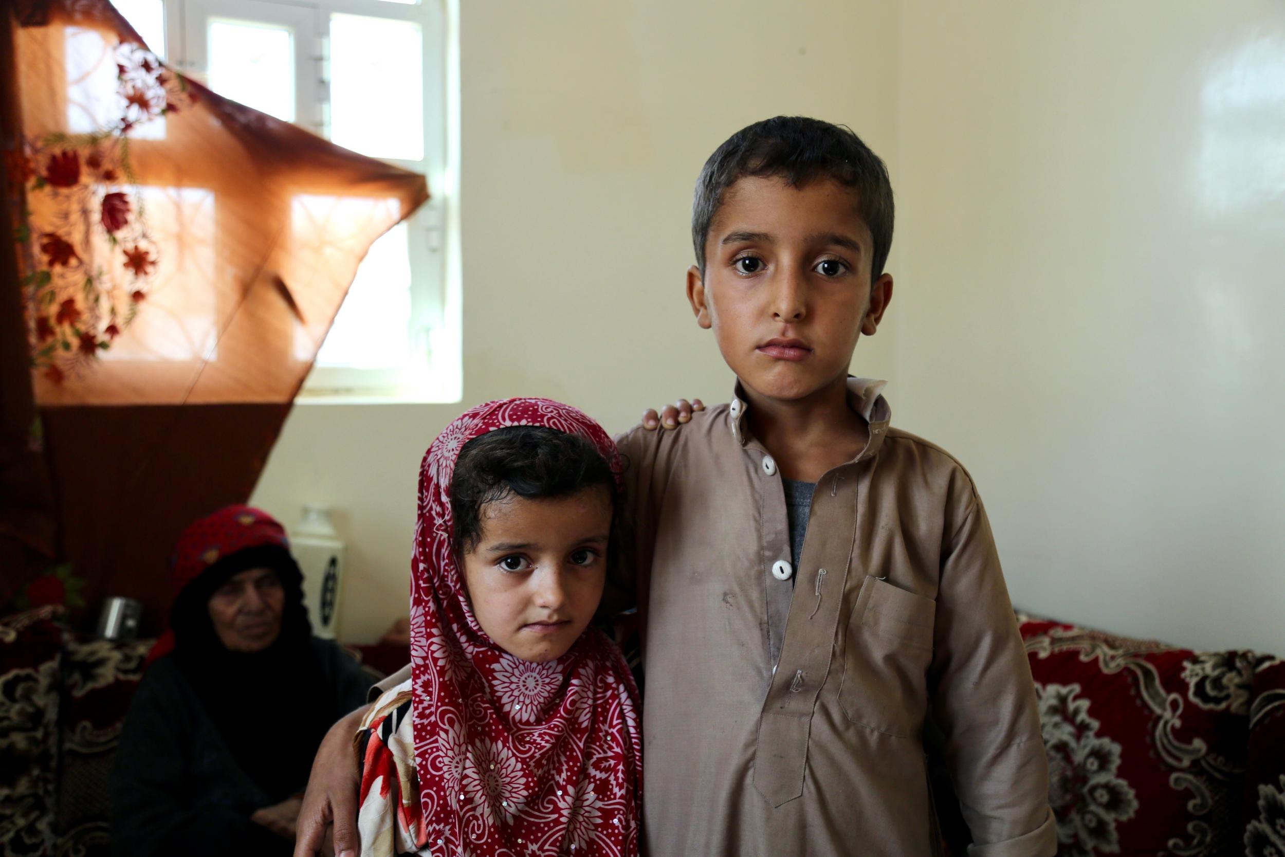 Khalil and Noor were injured when their home was destroyed by an airstrike