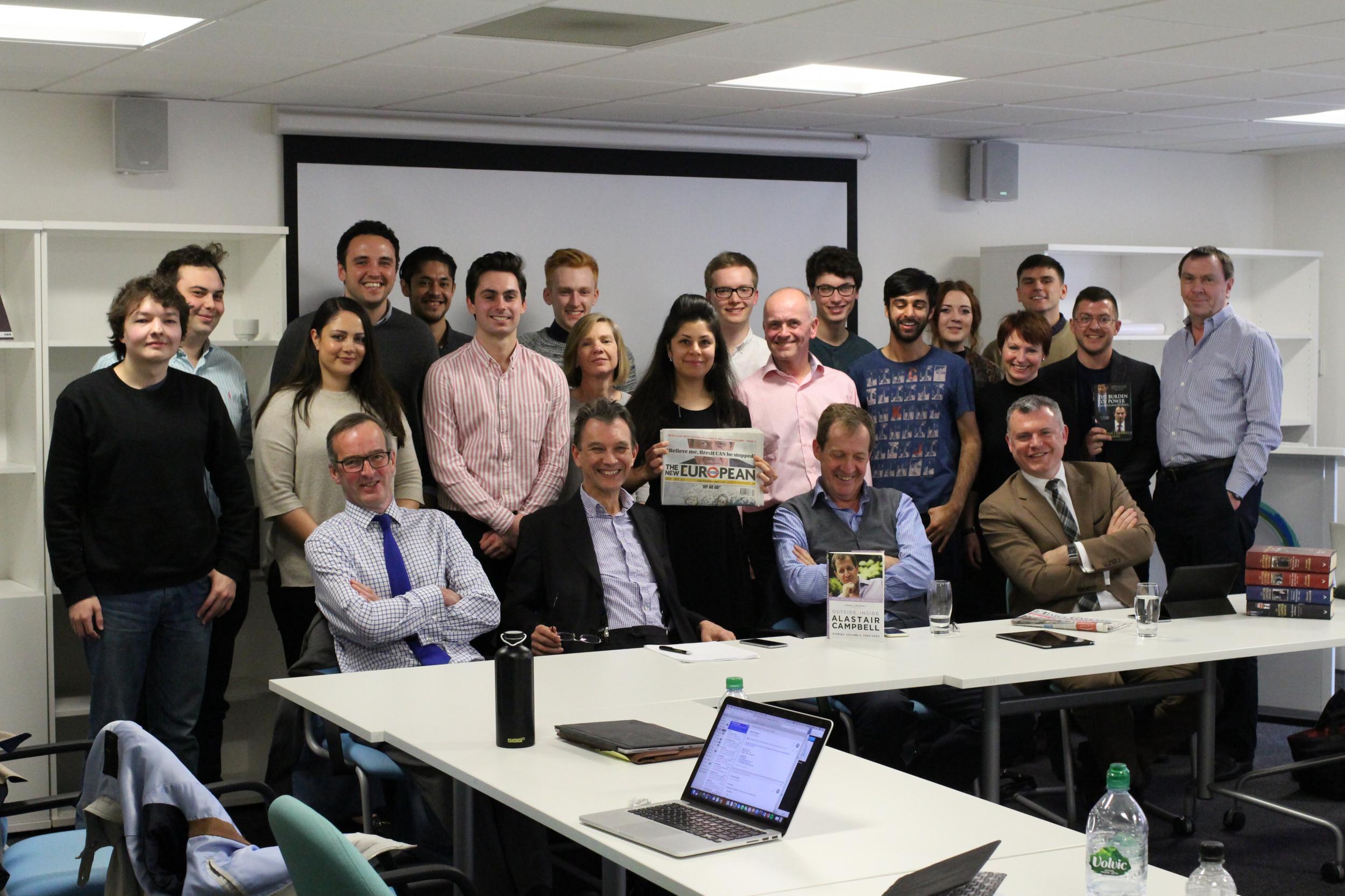 Alastair Campbell with the Blair Years class (and The New European and the fifth volume of his Diaries)