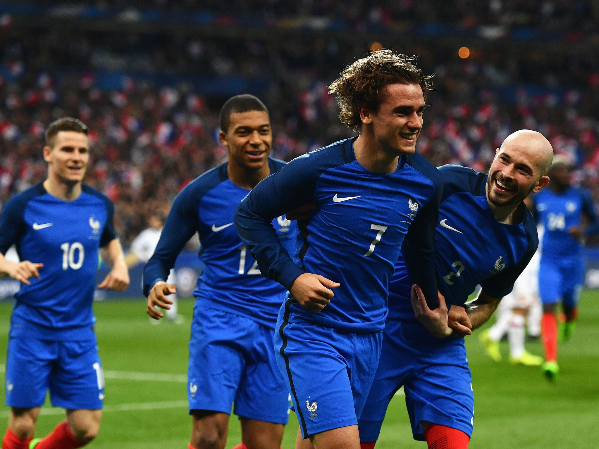 Griezmann celebrates his goal before it was disallowed