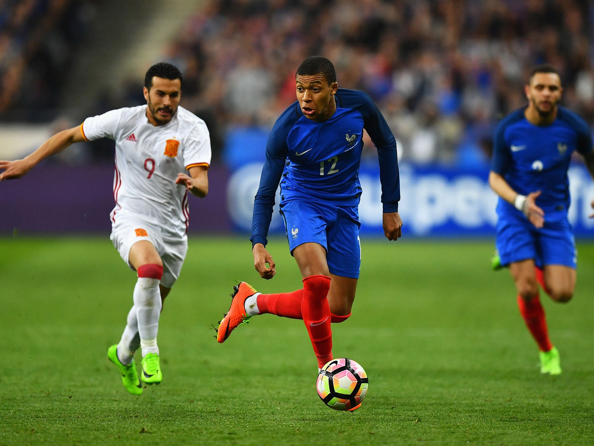 Kylian Mbappe in action for France