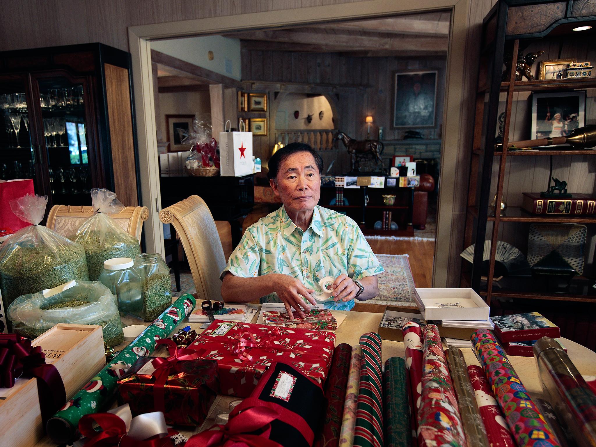 Actor George Takei pictured in his LA home