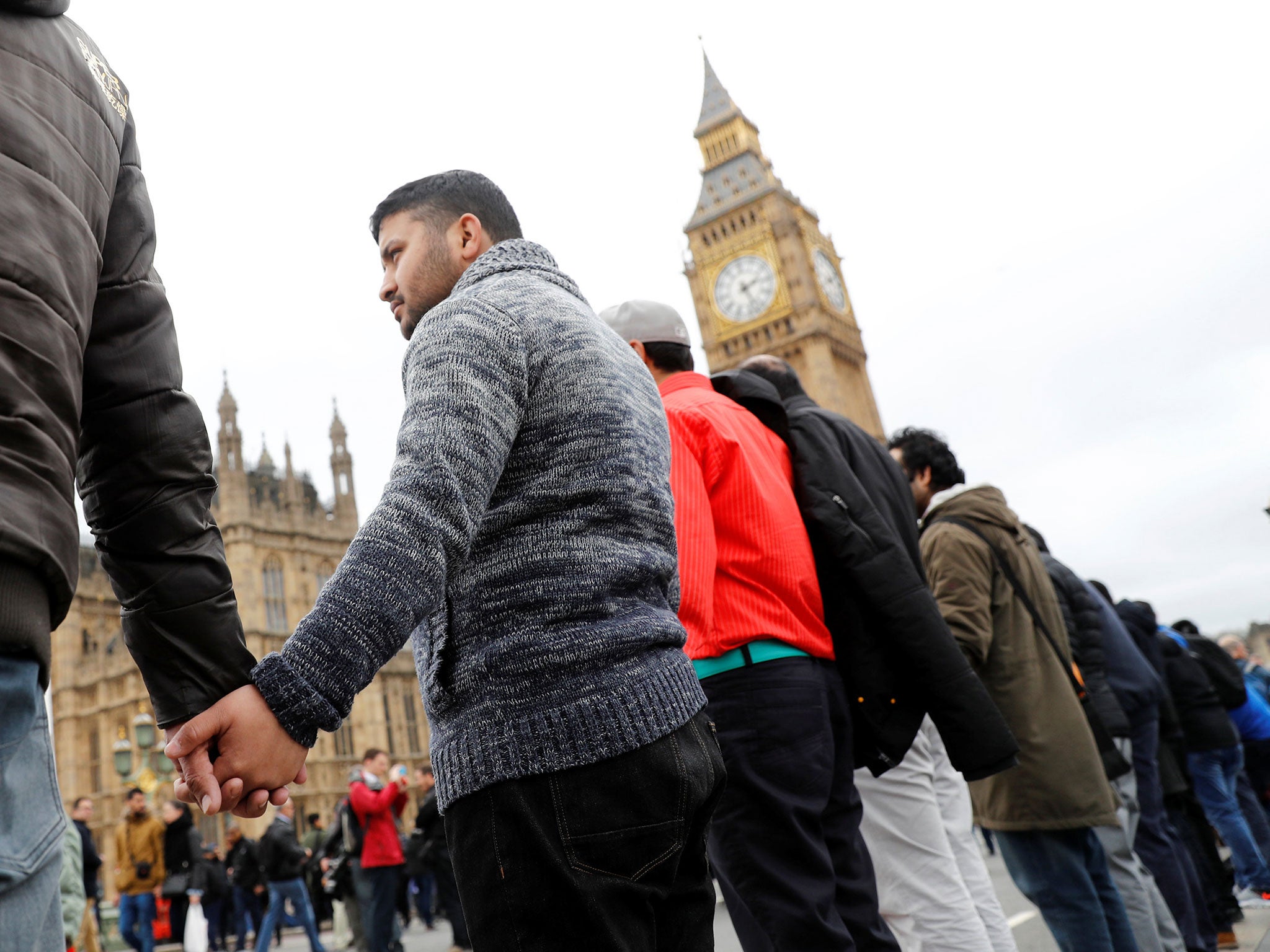 The Ahmadis were among thousands who joined hands on the bridge in a show of defiance