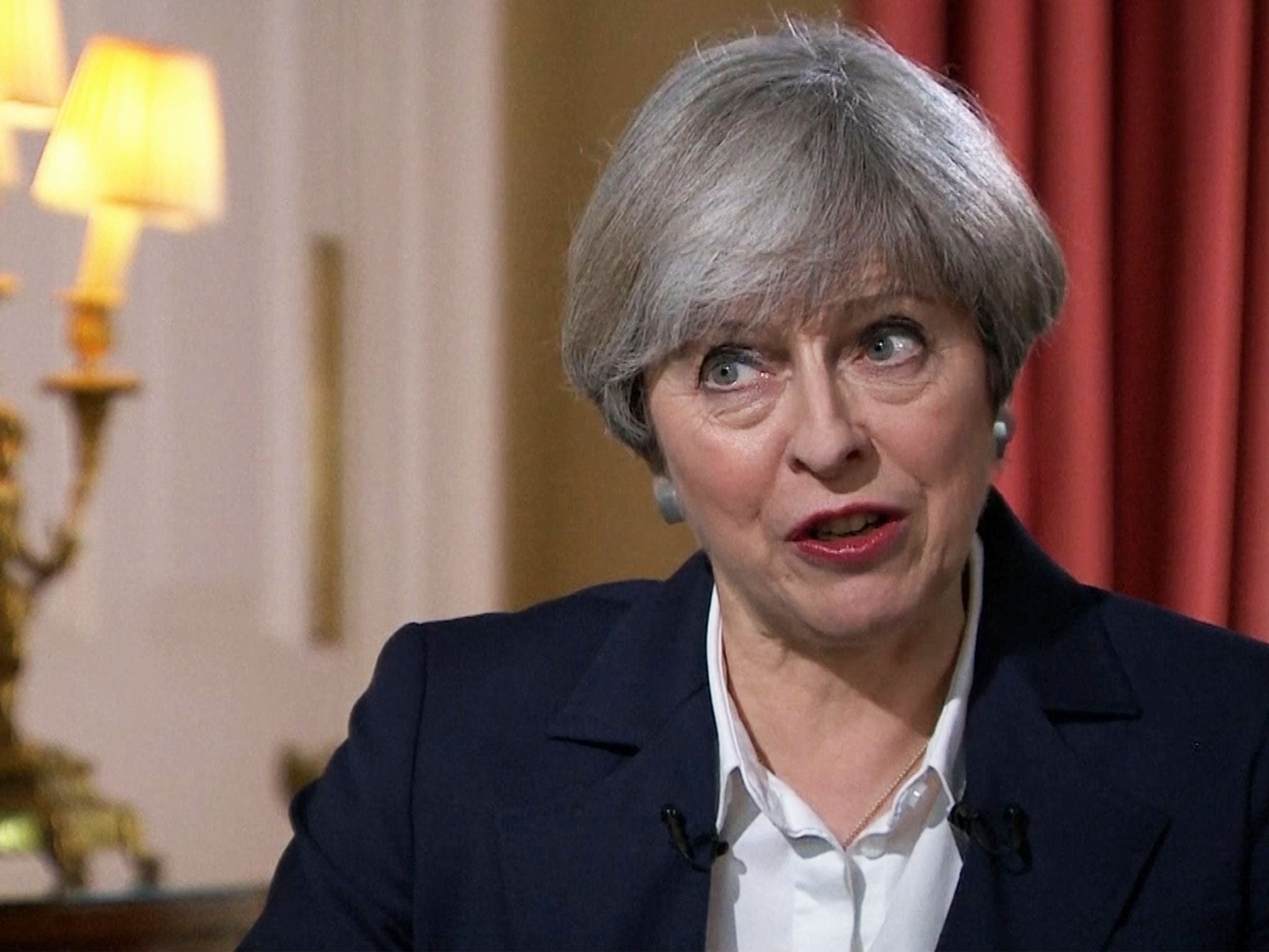 Prime Minister Theresa May during an interview with Andrew Neil on BBC1