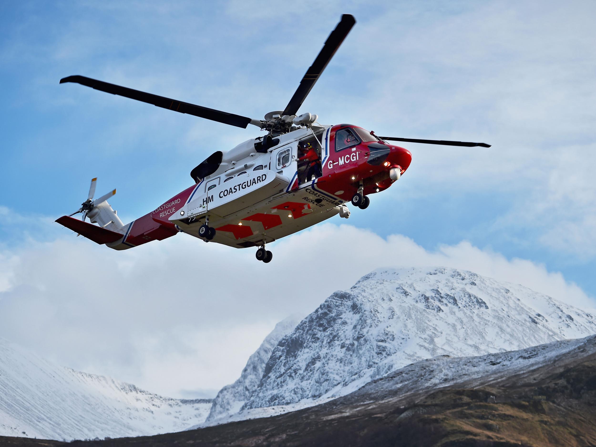 The UK Coastguard will search for the helicopter throughout the evening