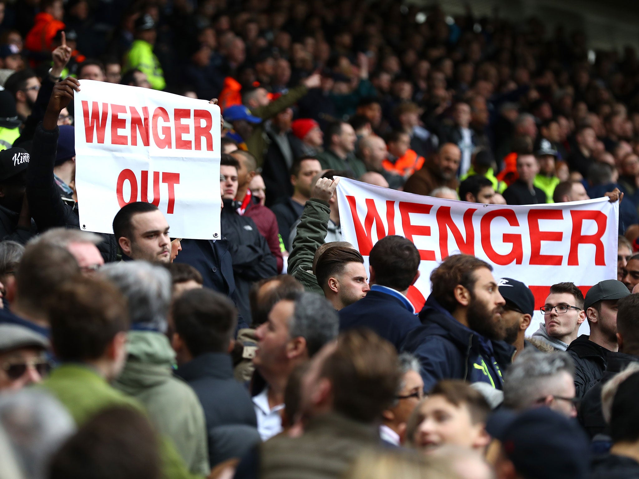 Arsenal fans call for Wenger to step down during the side's recent defeat by West Brom