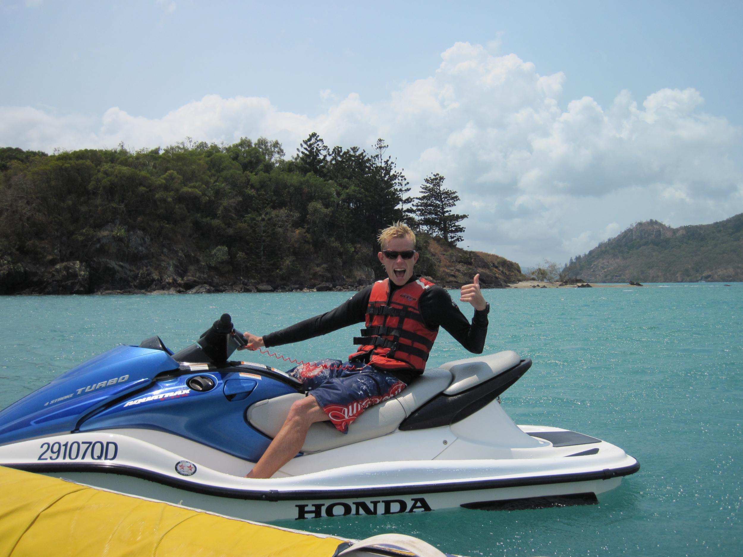 On a jetski at Daydream Island (Ben Southall)