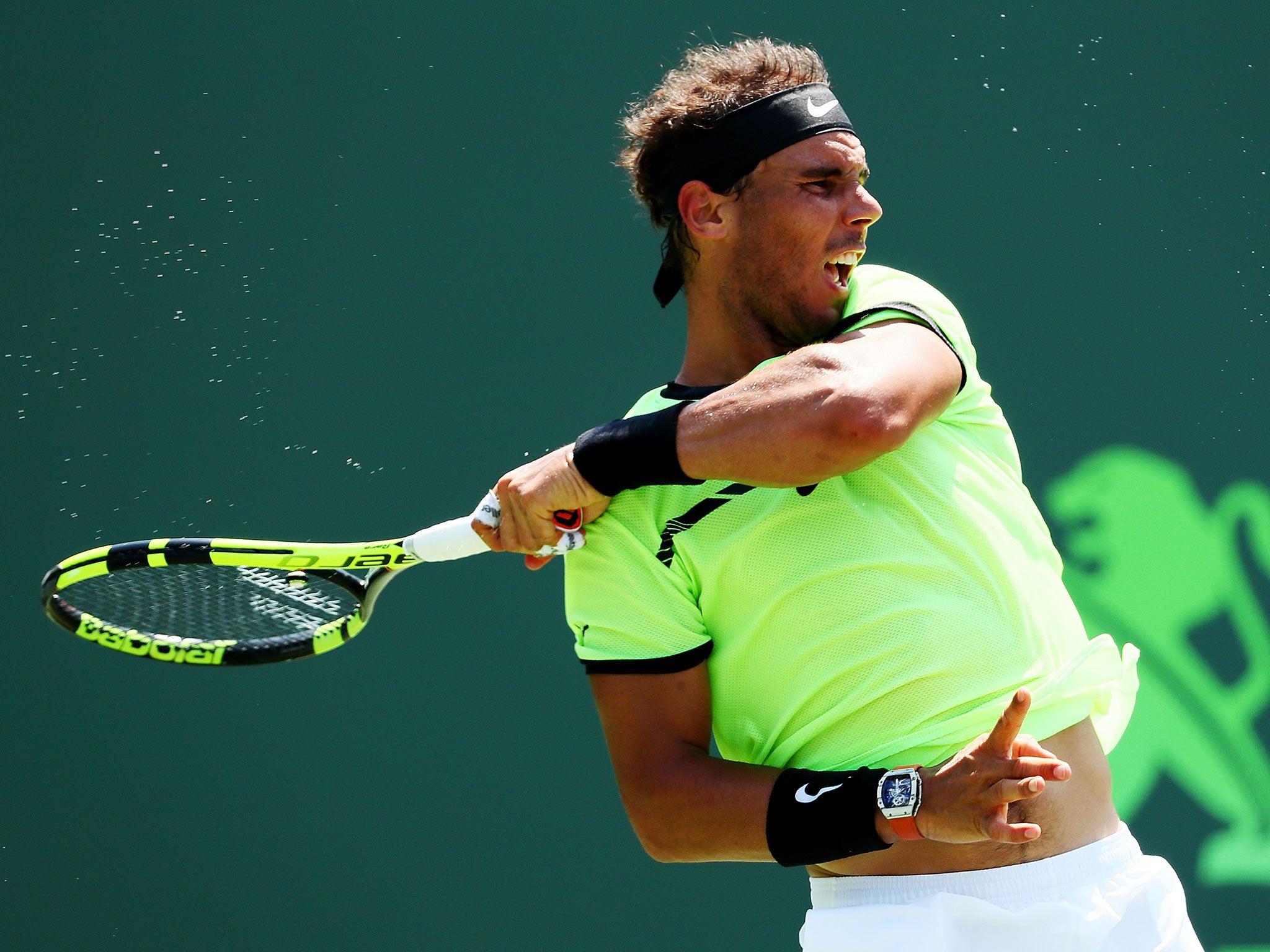 Nadal in action against the Italian