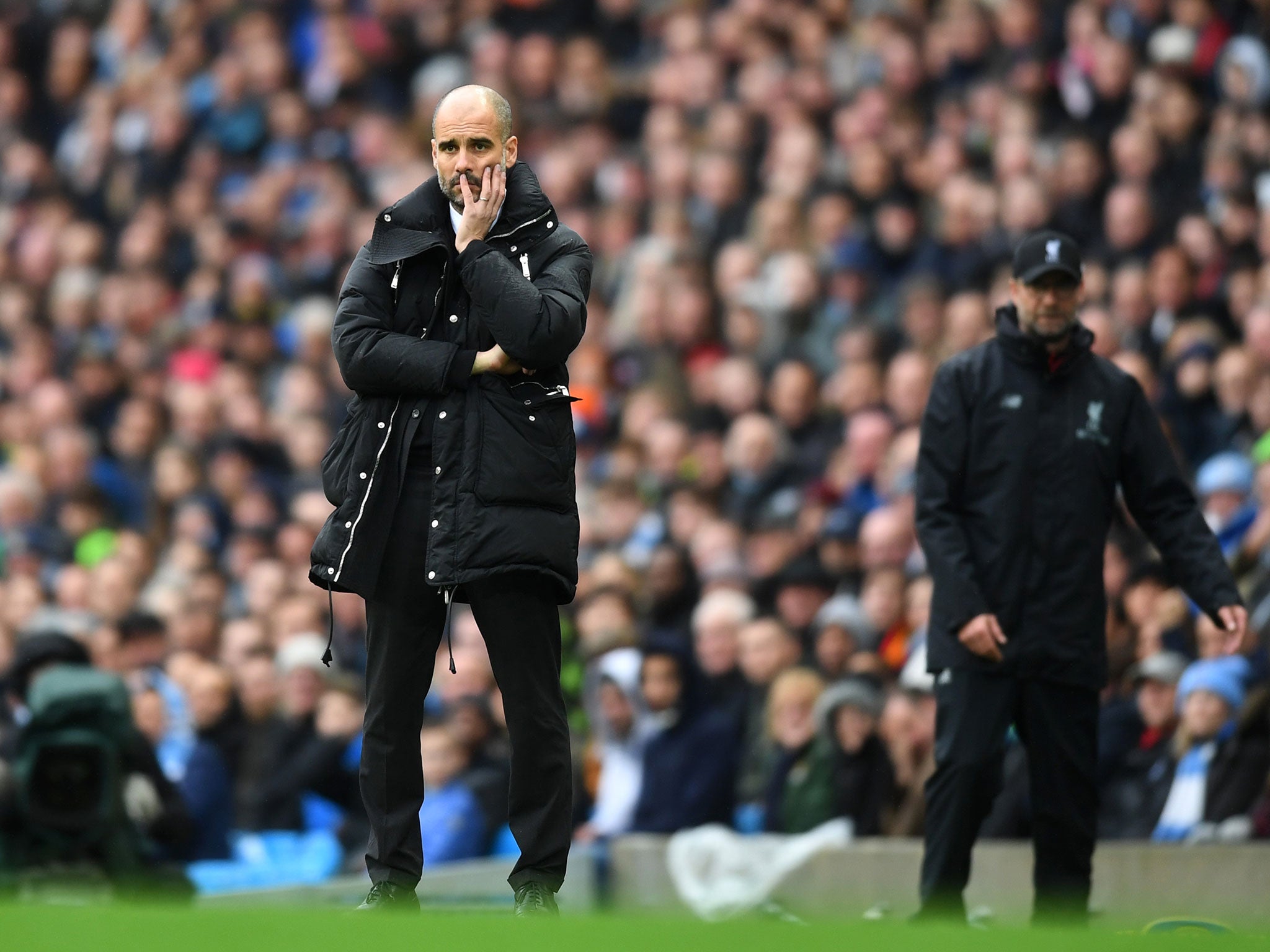 Guardiola has struggled to live up to the hype this season