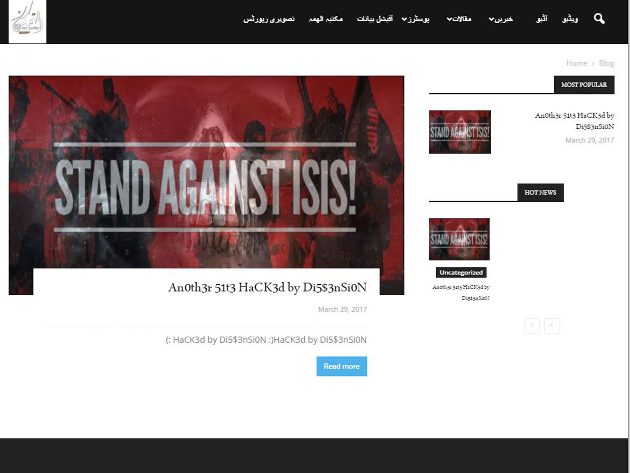 Hackers have been leaving messages on websites carrying Isis propaganda