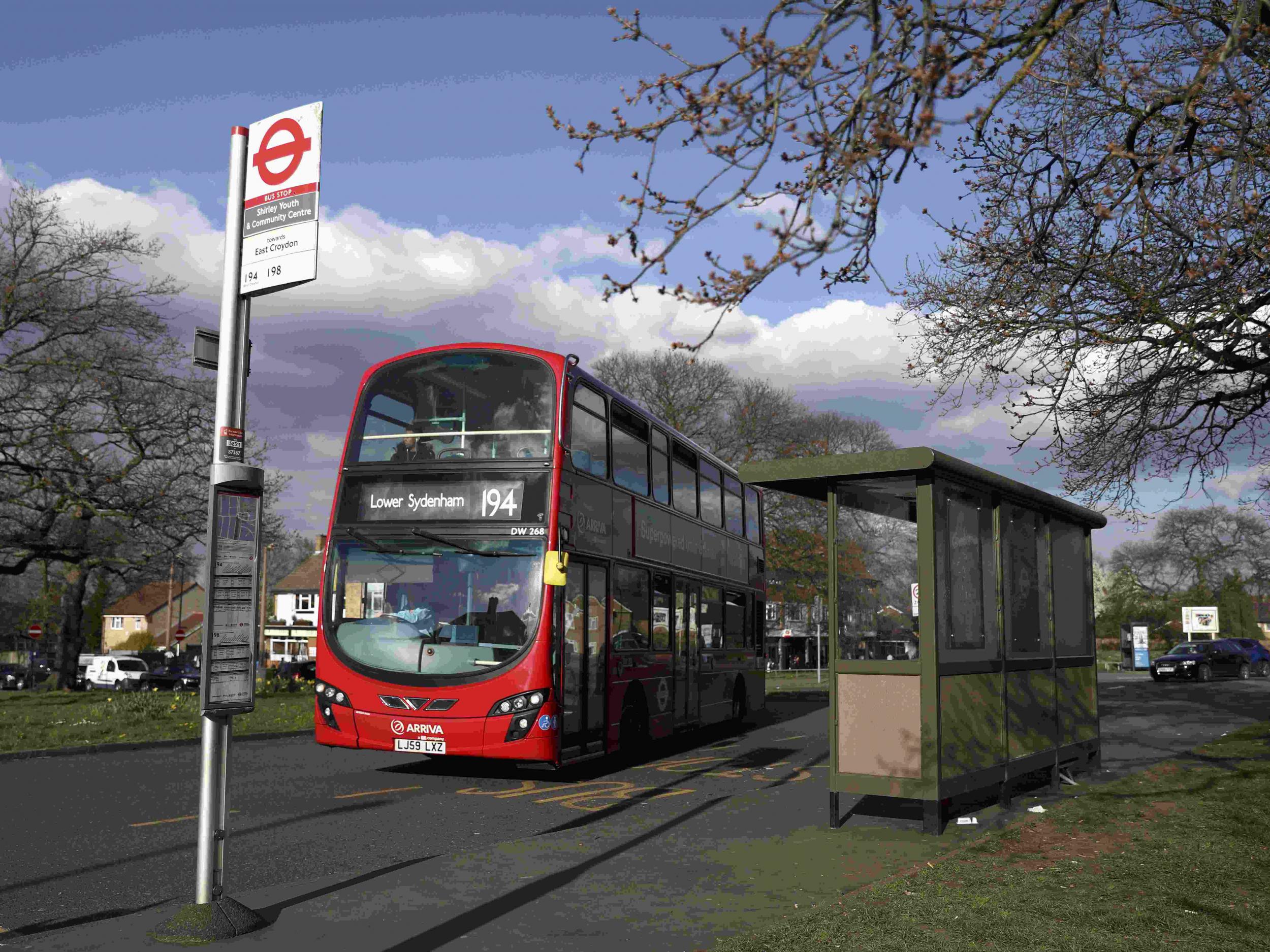 The bus stop near the Goat Pub in Croydon, London, where the assault took place (Neil Hall/Reuters)