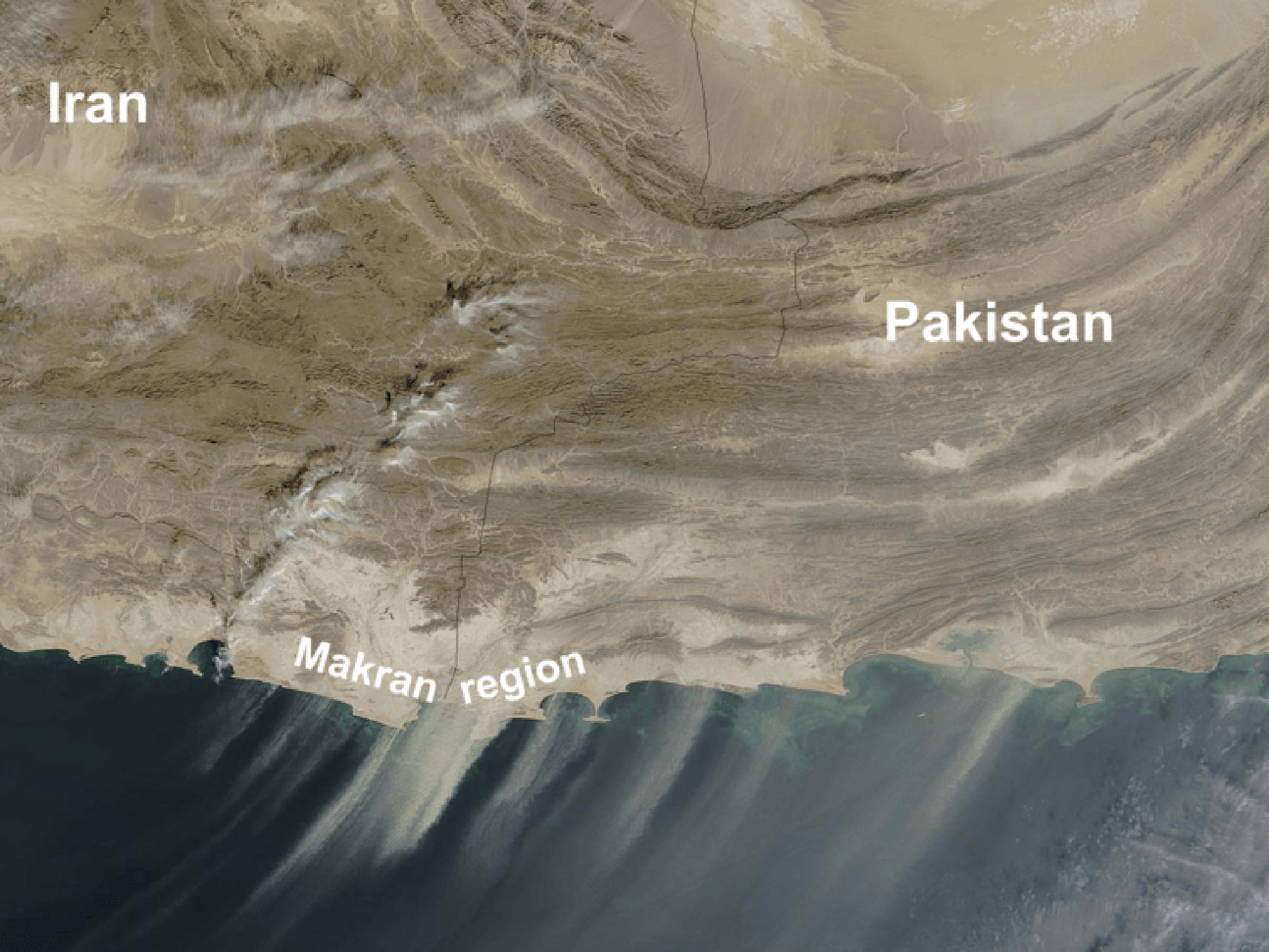 The Makran region is especially susceptible to a tsunami (Nasa)