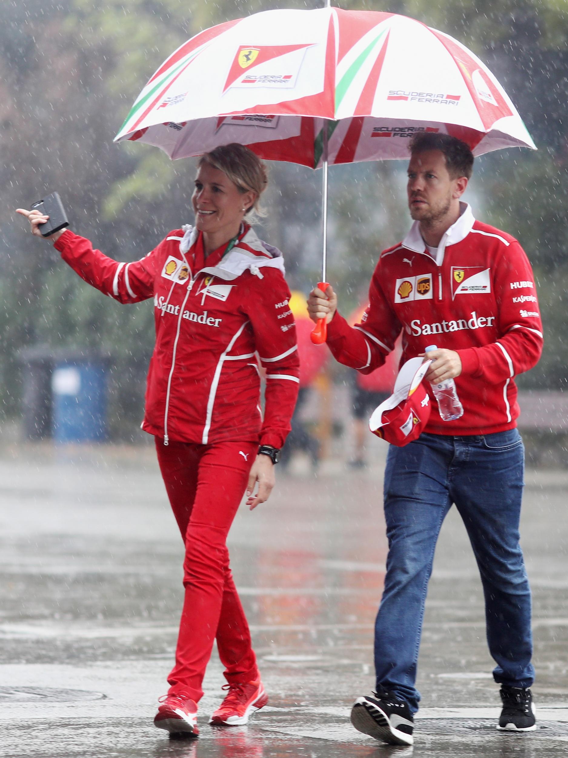 Vettel taking a walk around the track on Thursday