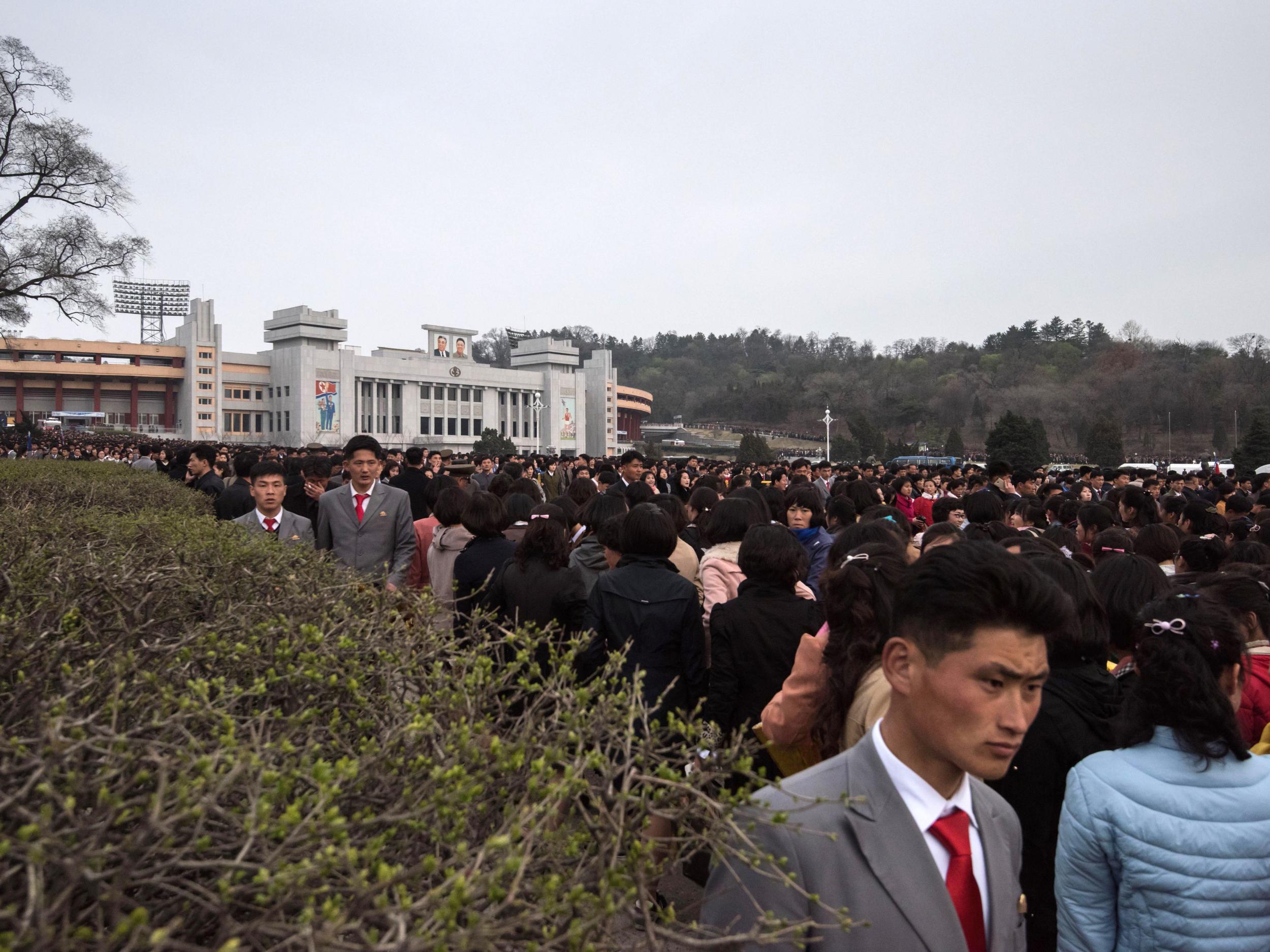 North Koreans on their way to the match