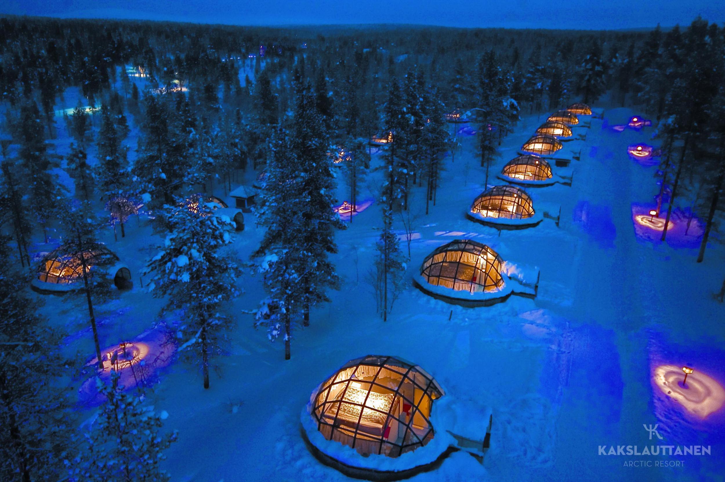 The glass roof igloos at the Kakslauttanen Resort, Finland