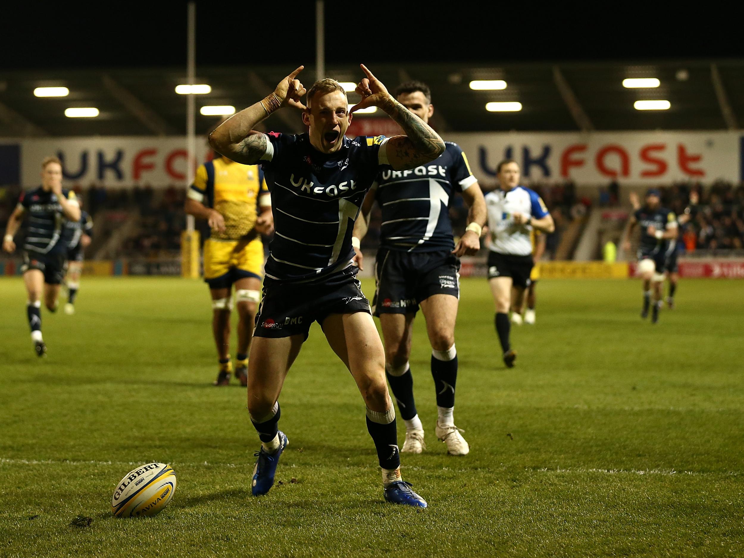 Byron McGuigan's try gave Sale the bonus point