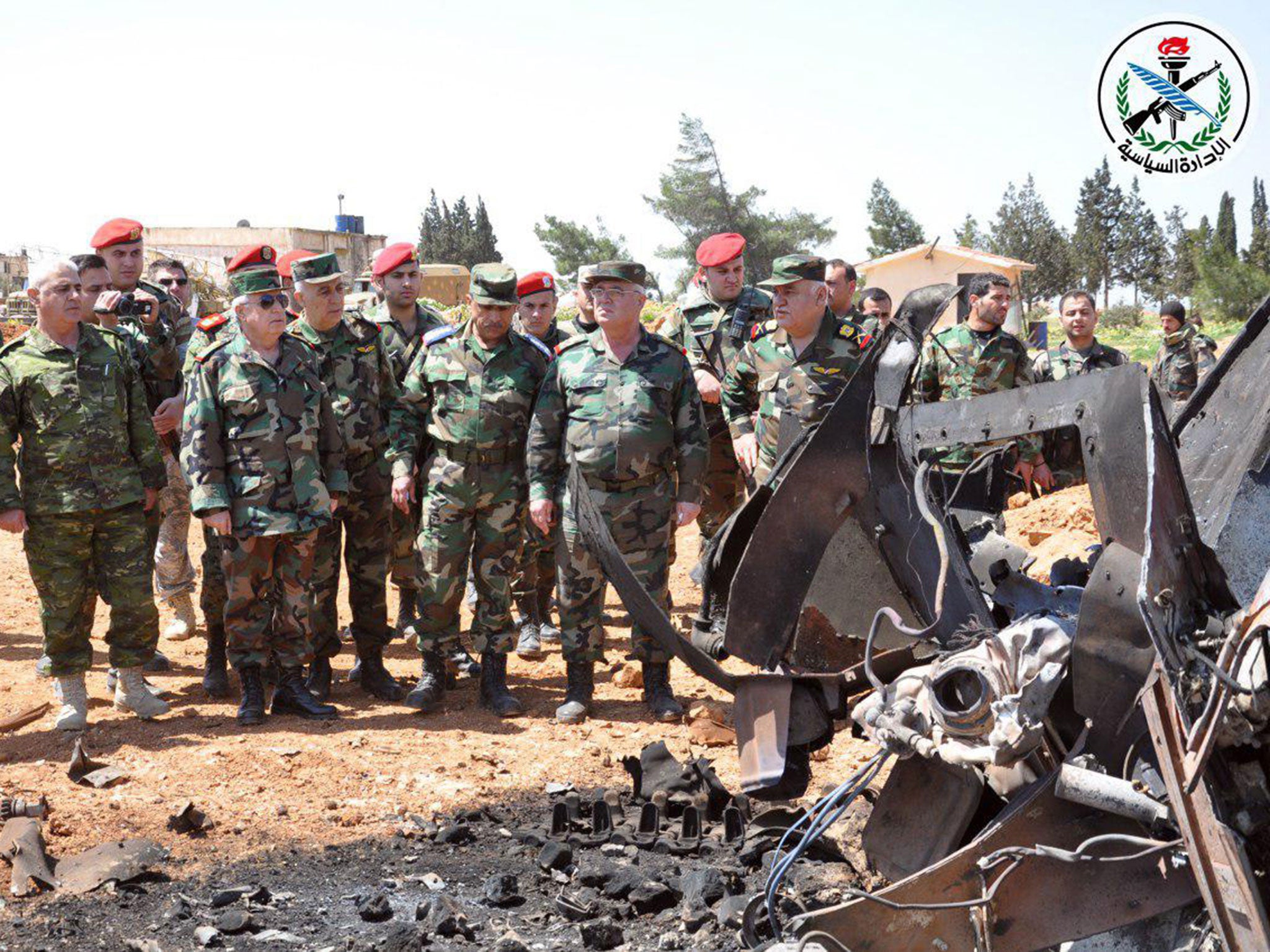 &#13;
General Ali Abdullah Ayyoub, the Syrian army's chief of staff, visiting Shayrat airbase on 7 April &#13;