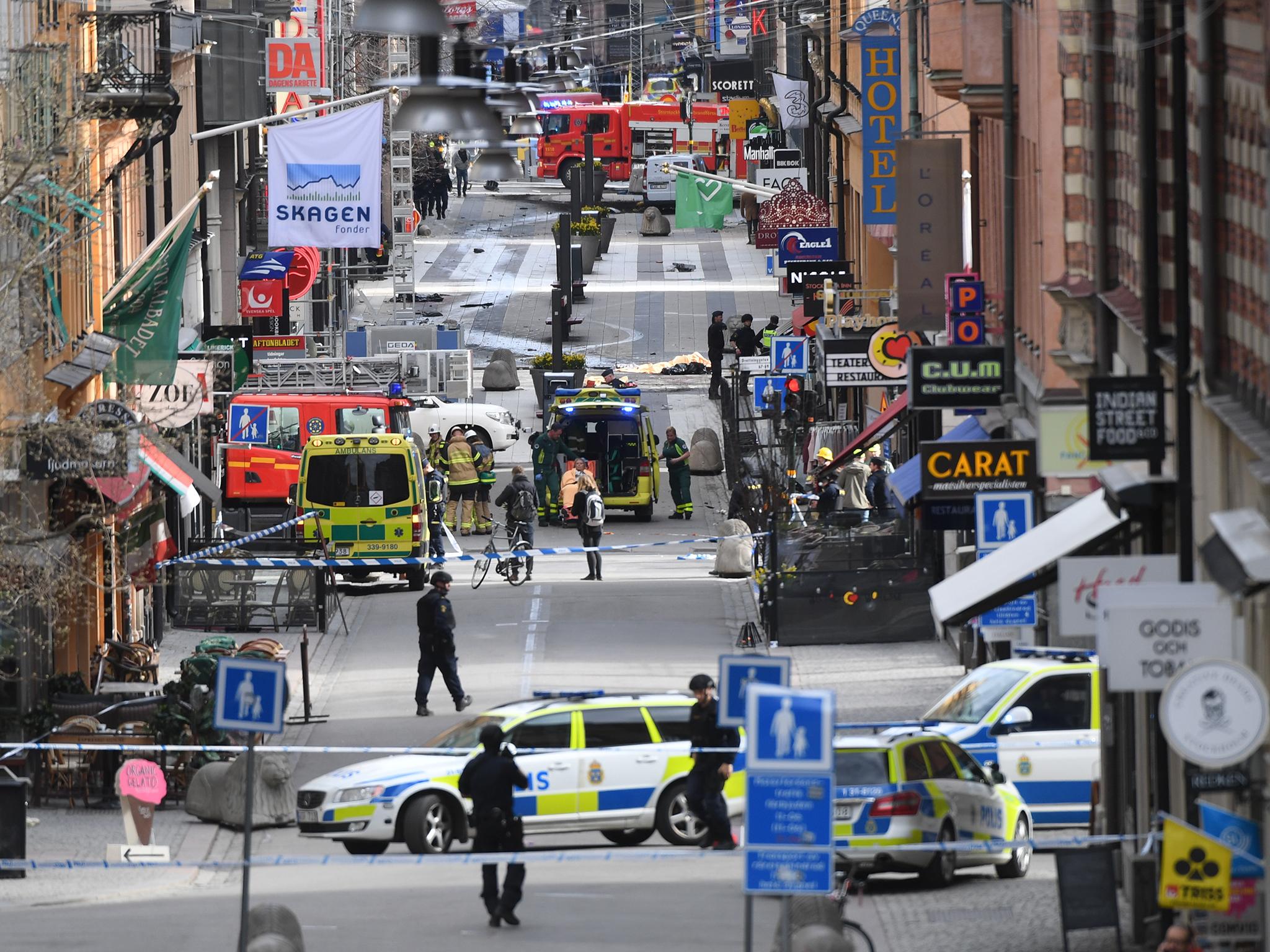 The truck was used to ram people in a pedestrianised street before crashing into the Ahlens department store