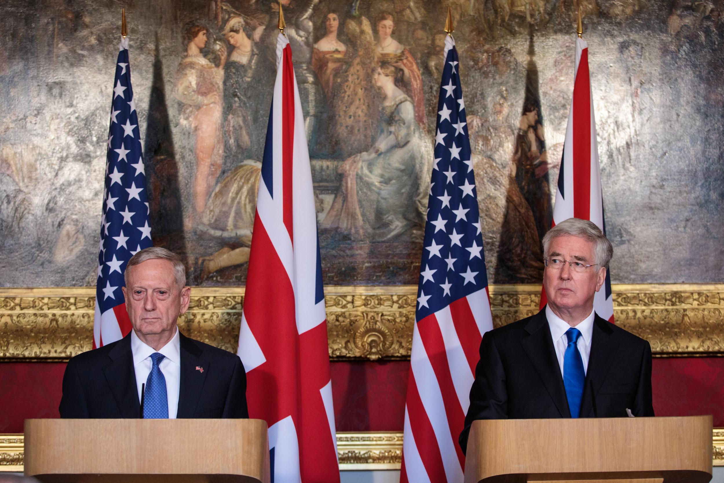 Defence Secretary Michael Fallon (right) with US Defence Secretary James Mattis